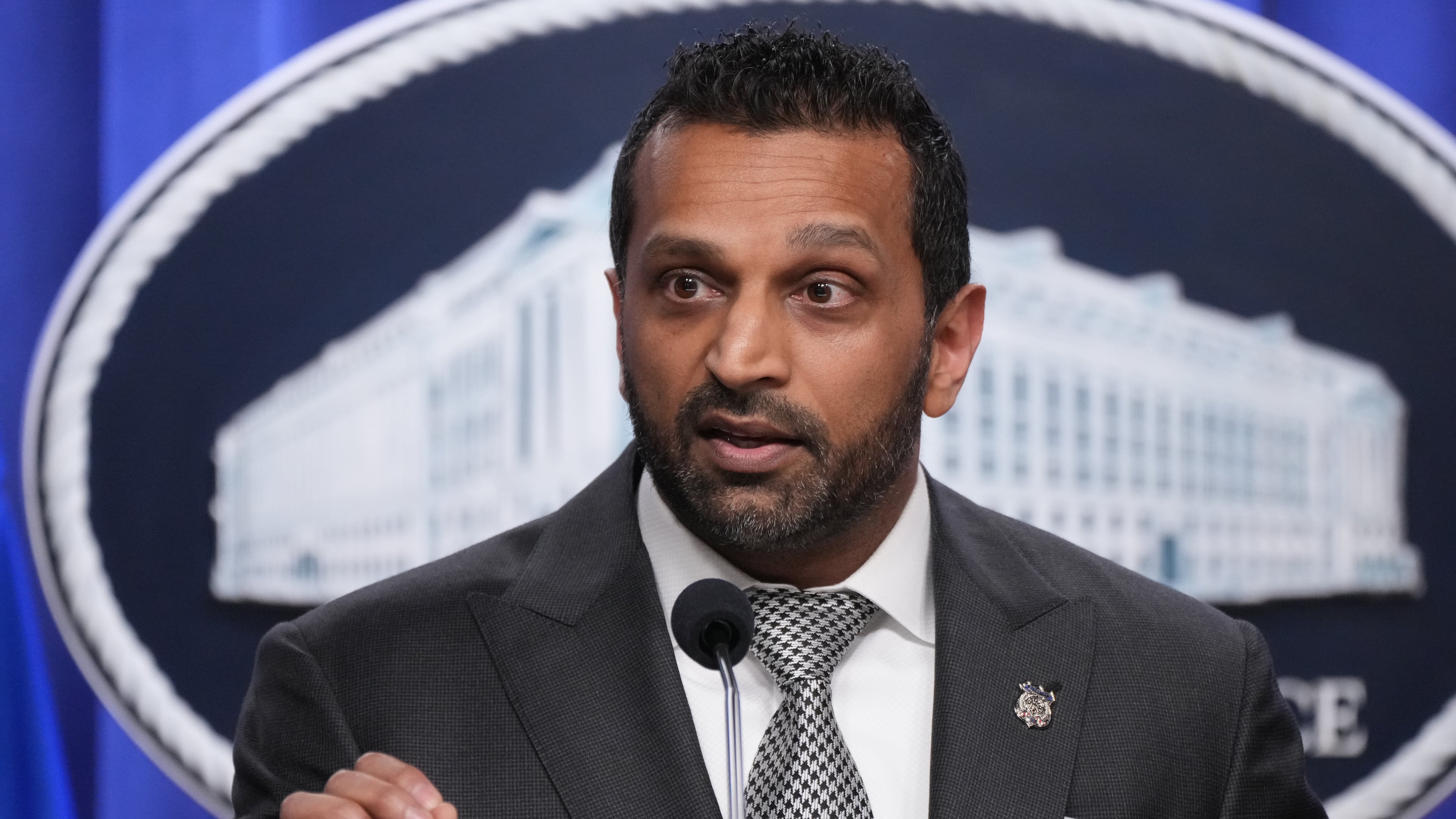 FILE - FBI Director Kash Patel speaks during a news conference at the Justice Department, Tuesday, April 21, 2026, in Washington. (AP Photo/Jacquelyn Martin, File)