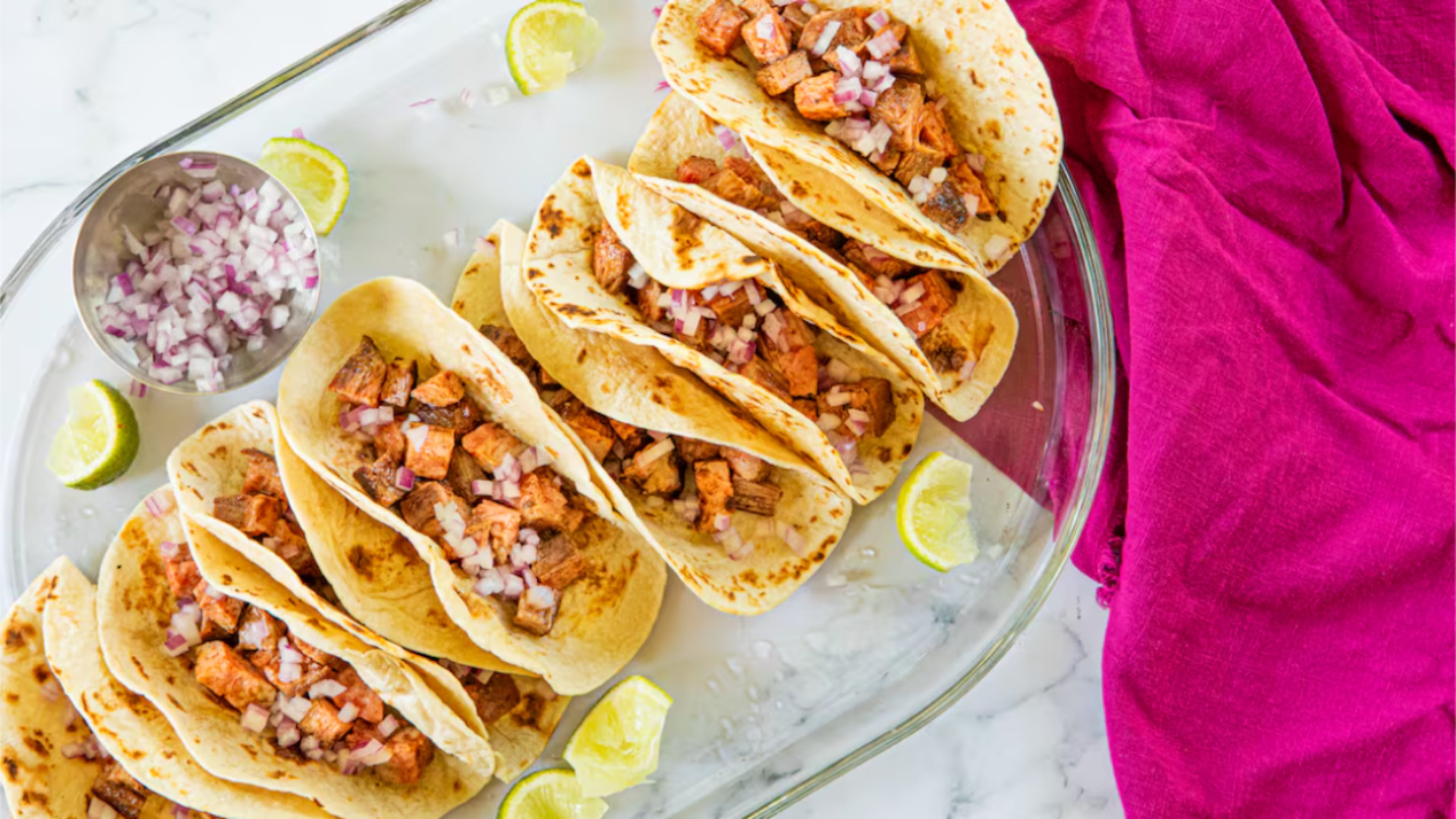 Carne asada tacos are easy to prepare when you use a taco seasoning blend. (Aaliyah Man for the AJC/Food styling by Kate Williams)