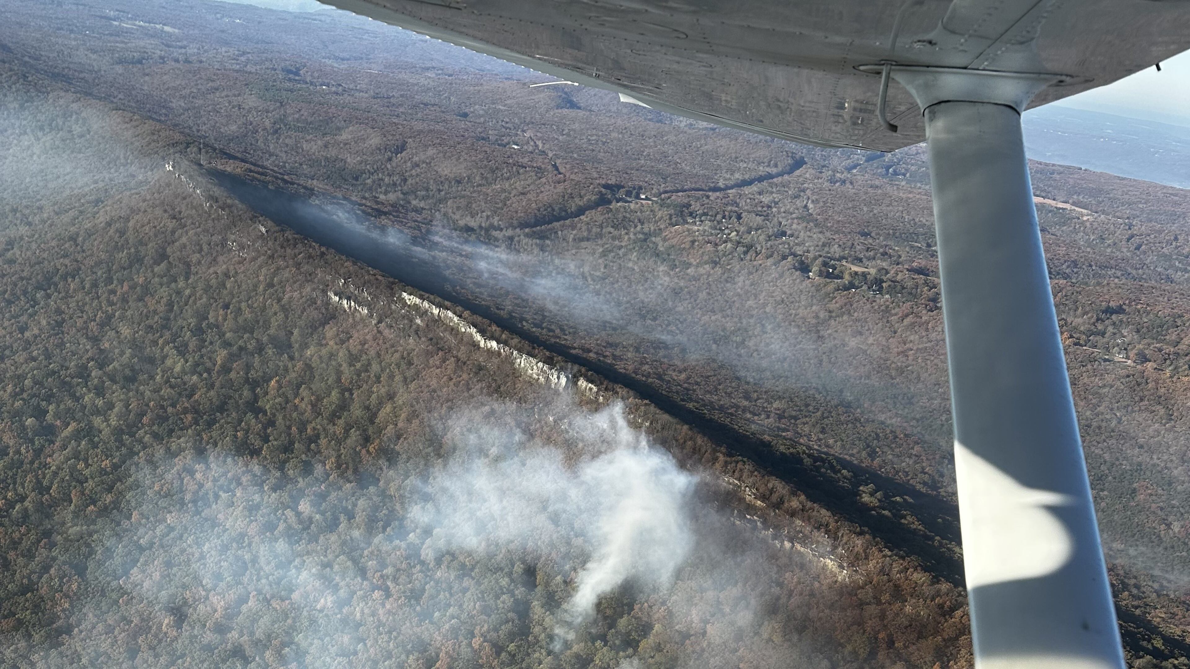 A wildfire burning in Walker County, Ga. off State Road 157 is captured from an airplane on Sunday, November 5, 2023. Courtesy of Georgia Forestry Commission