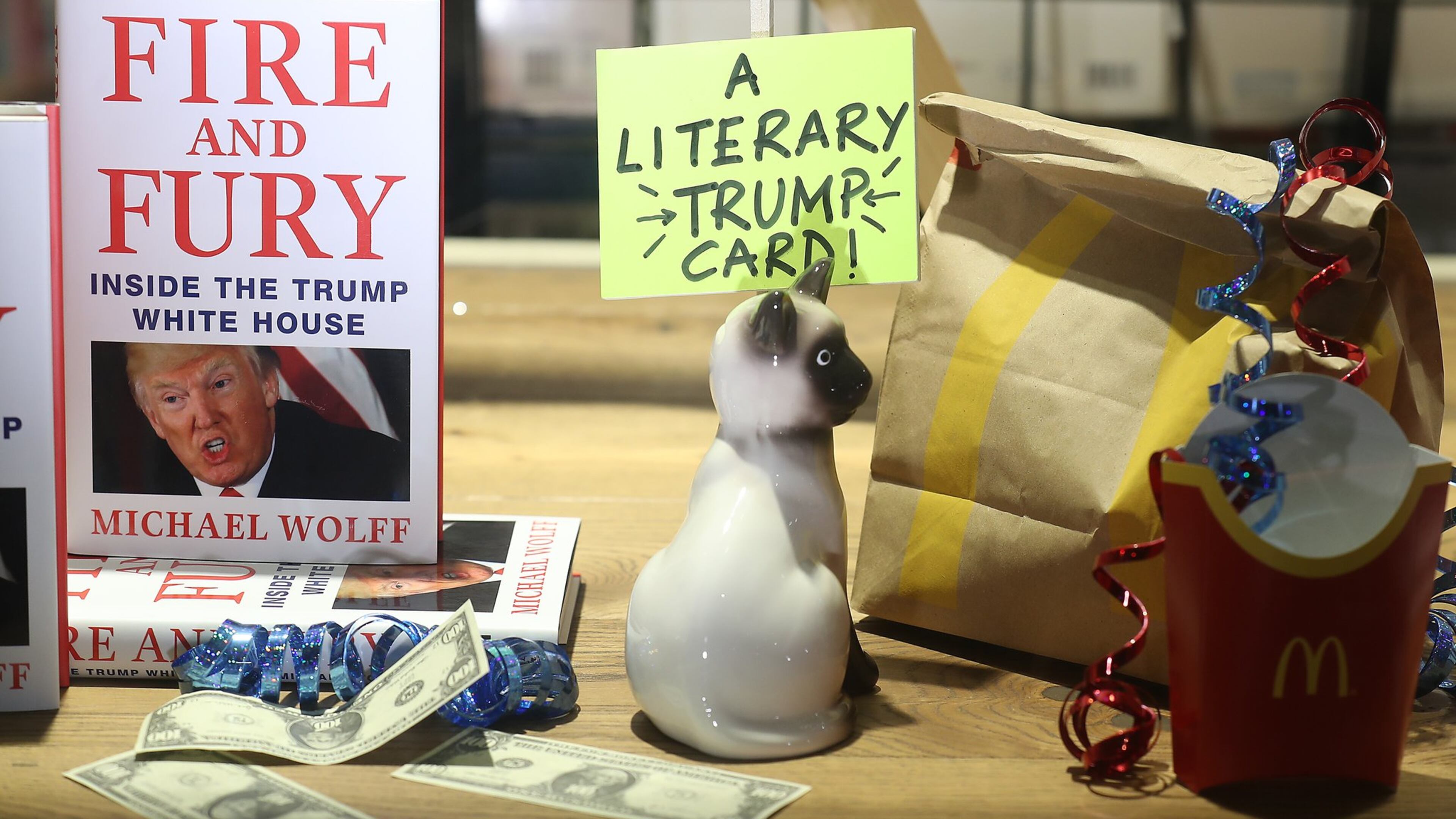 The window display at Waterstone’s Piccadilly in London shows copies of one of the UK’s first consignments of ‘Fire and Fury: Inside the Trump White House’ by Michael Wolff on Jan. 9, 2018 in London, England. (Photo by Neil P. Mockford/Getty Images)