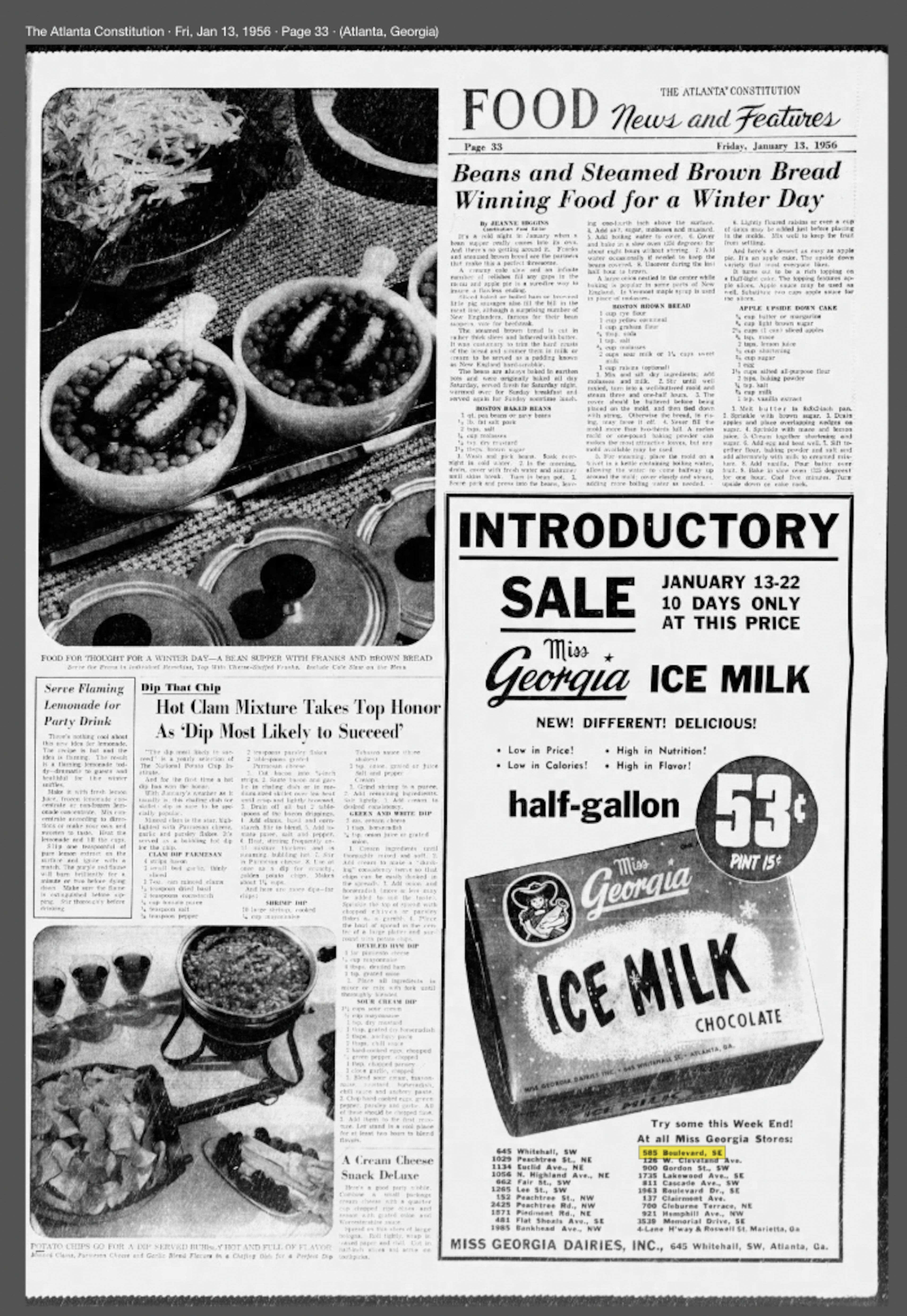 One home on this year’s Grant Park Candlelight Tour of Homes, 585 Boulevard SE, is the former site of Miss Georgia Diaries. This advertisement from 1956 lists the home’s address. (AJC File)