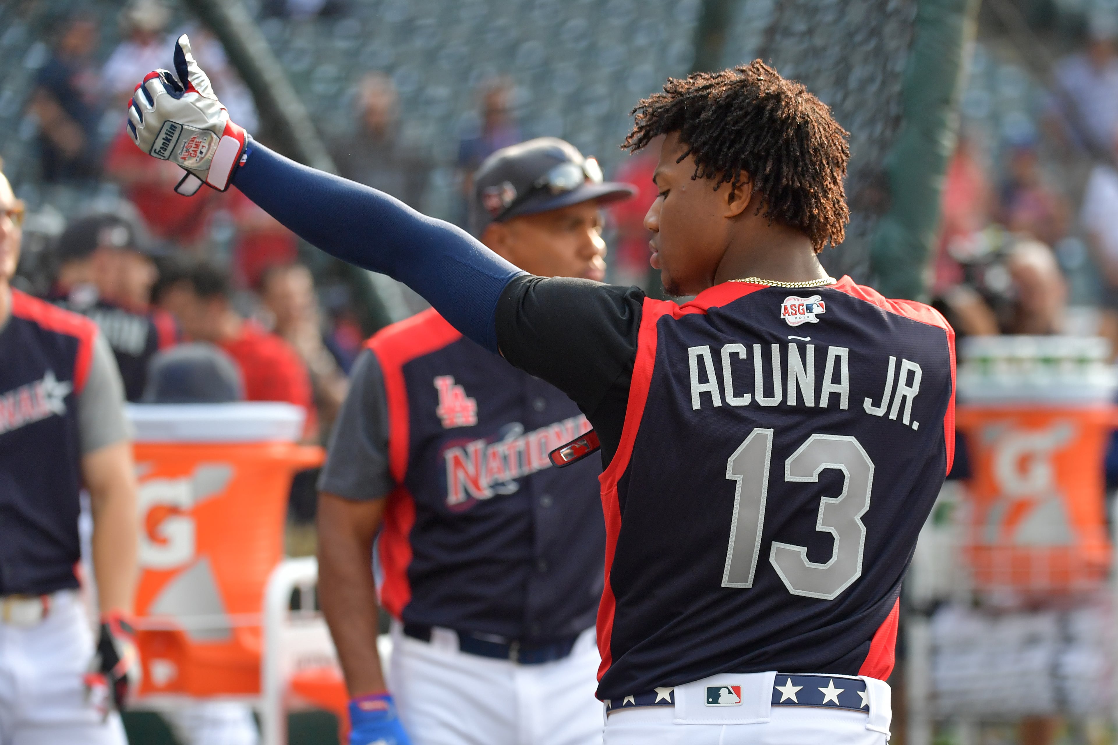 Ronald Acuna Jr., the 2018 National League rookie of the year, is making his first appearance in the All-Star game. (Photo by Jason Miller/Getty Images)