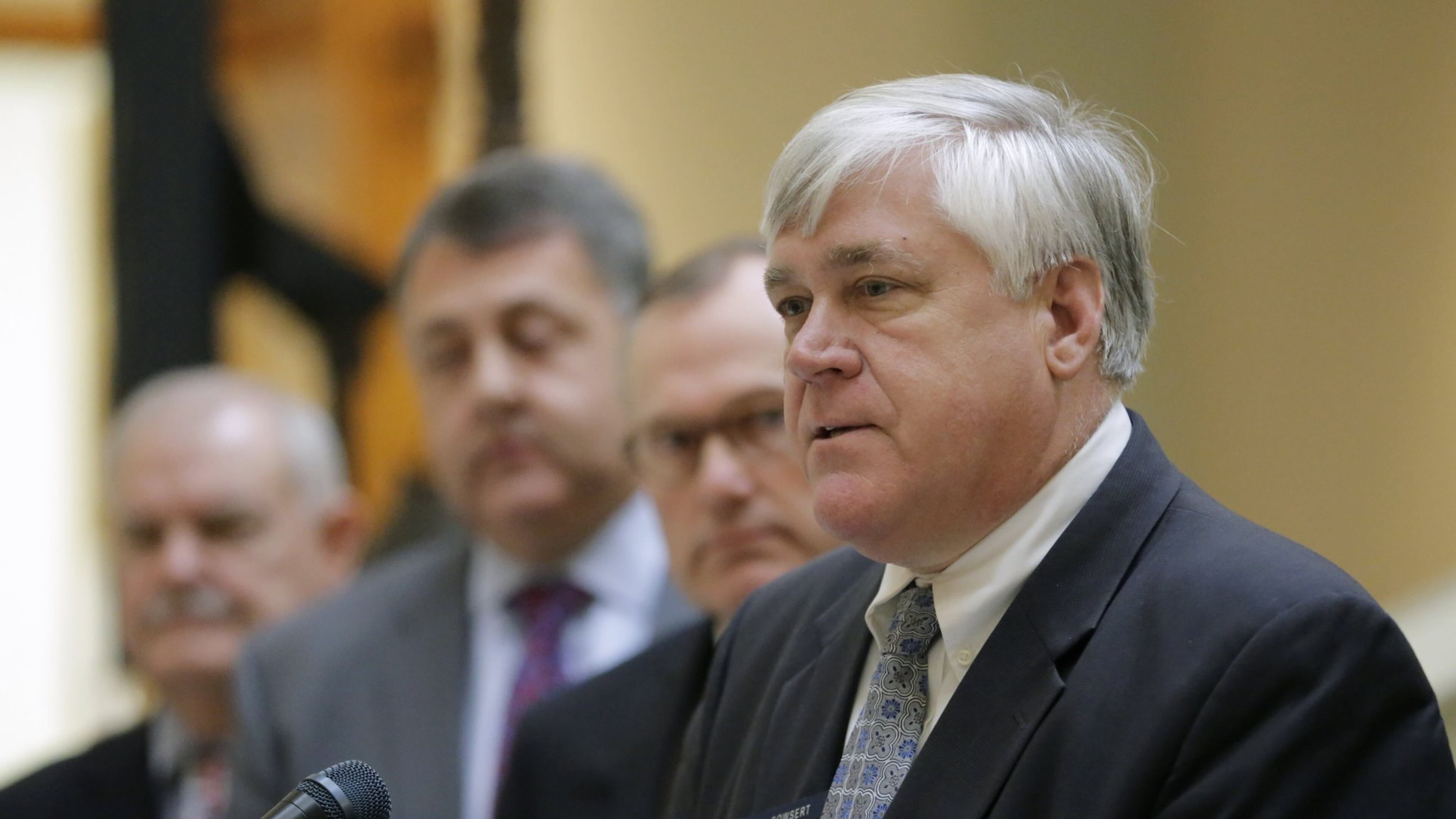 Senate Majority Leader Bill Cowsert (R - Athens) (right), and others announced the Senate’s 2017 legislative priorities for the upcoming session at a press conference in the Capitol in January. BOB ANDRES /BANDRES@AJC.COM