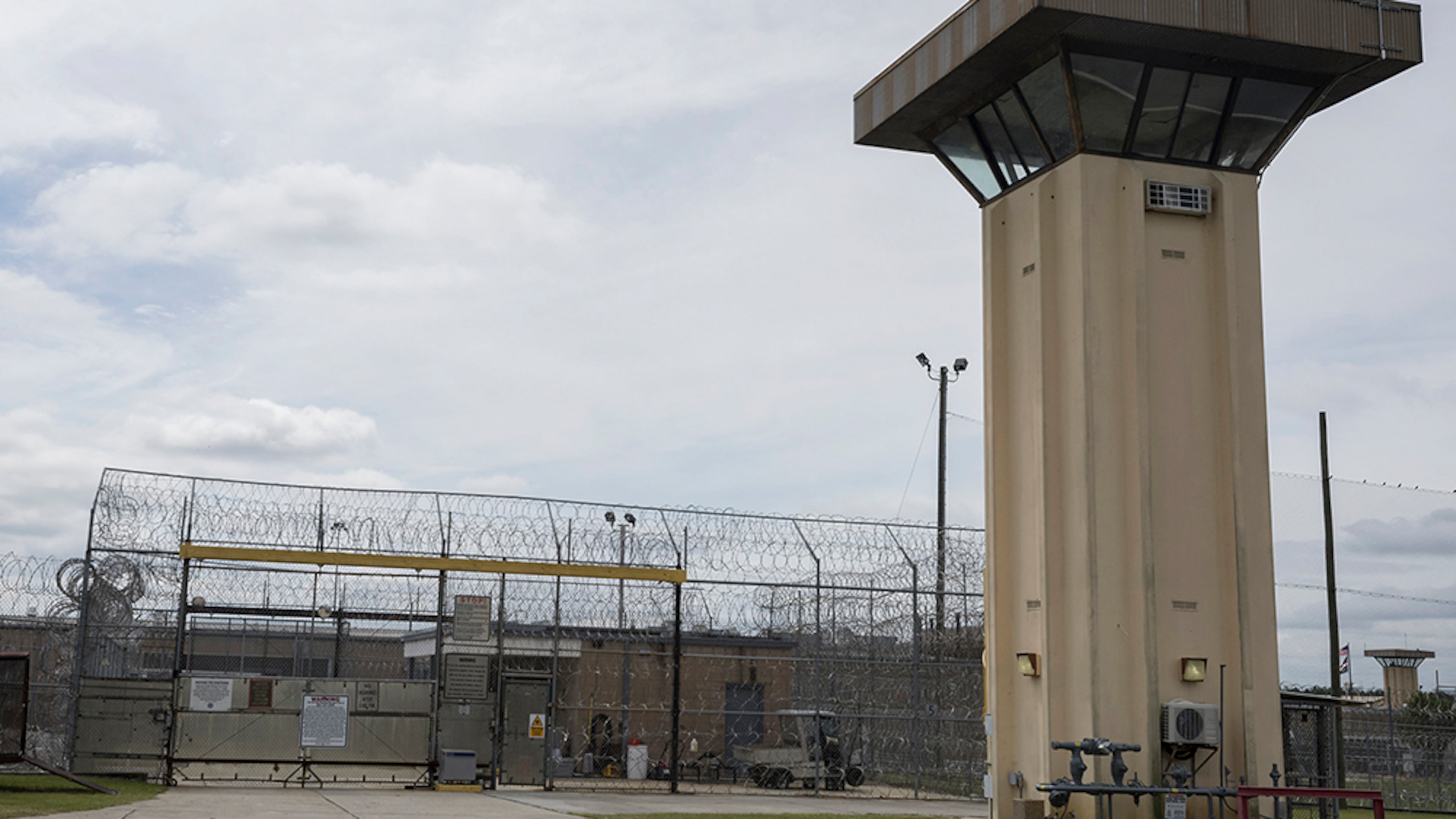 WAYCROSS, GEORGIA - SEPTEMBER, 28, 2023: Razor wire and guard towers at the Ware State Prison, Thursday, Sept. 28, 2023, in Waycross, Ga. (AJC Photo/Stephen B. Morton)