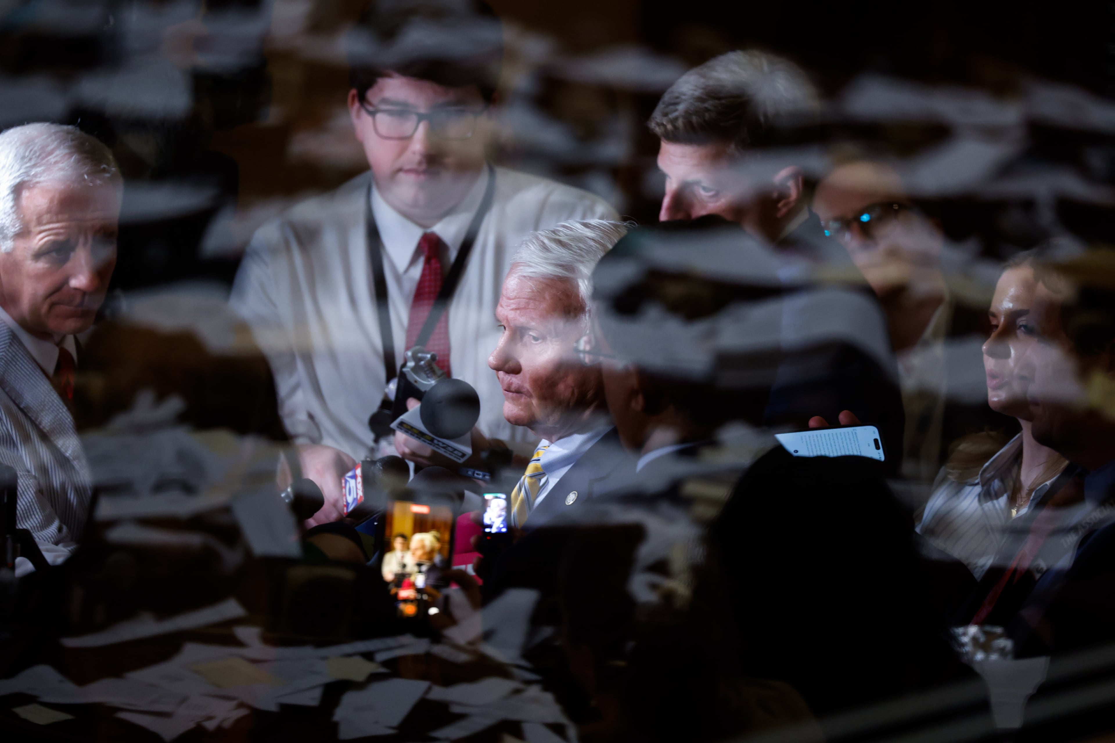 House Speaker Jon Burns, R-Newington, speaks to press following the state House session on Sine Die, the last day of the legislative session, at the Capitol in Atlanta on April 3, 2026. (Arvin Temkar/AJC)