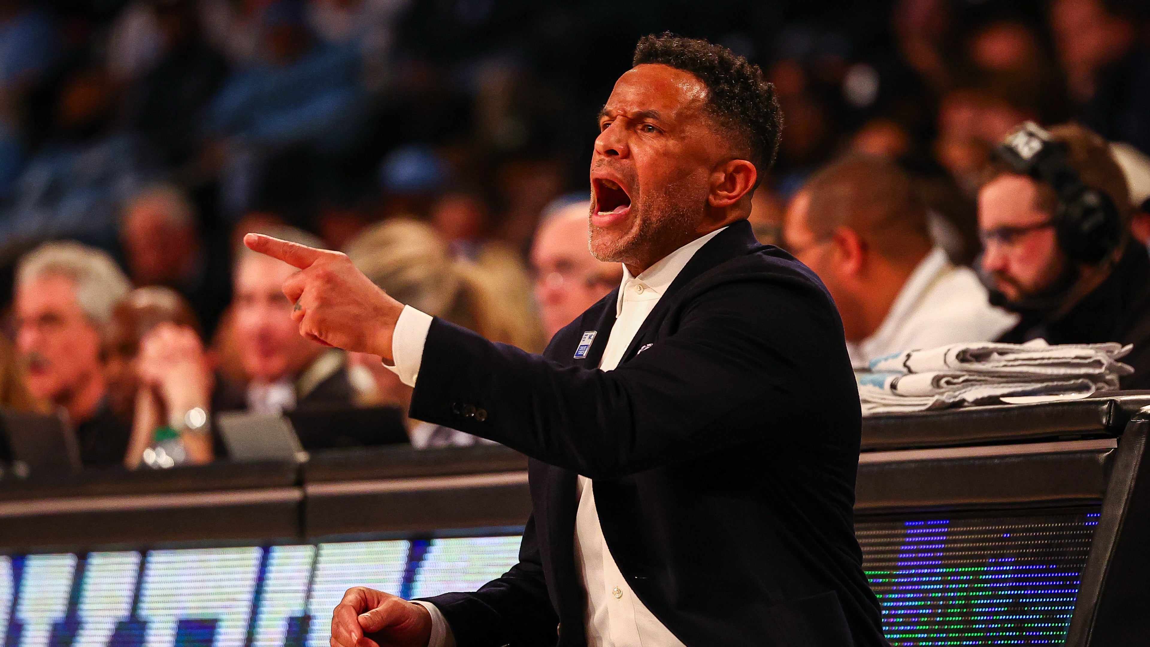 Georgia Tech head coach Damon Stoudamire reacts during the second half of an NCAA college basketball game against North Carolina, Saturday, Jan. 31, 2026, in Atlanta. (AP Photo/Colin Hubbard)