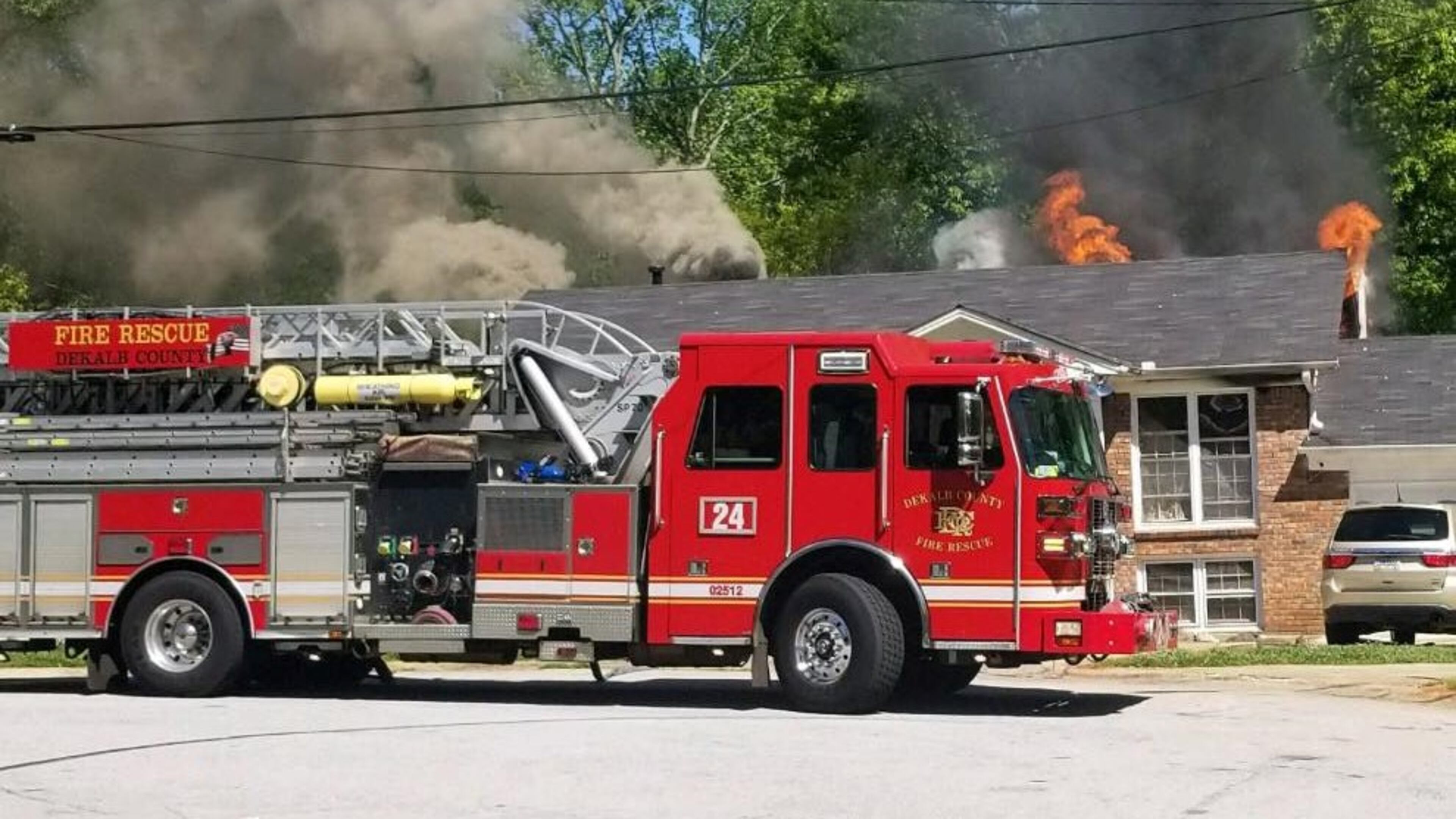 A fire displaced 10 people in unincorporated Stone Mountain on Tuesday.