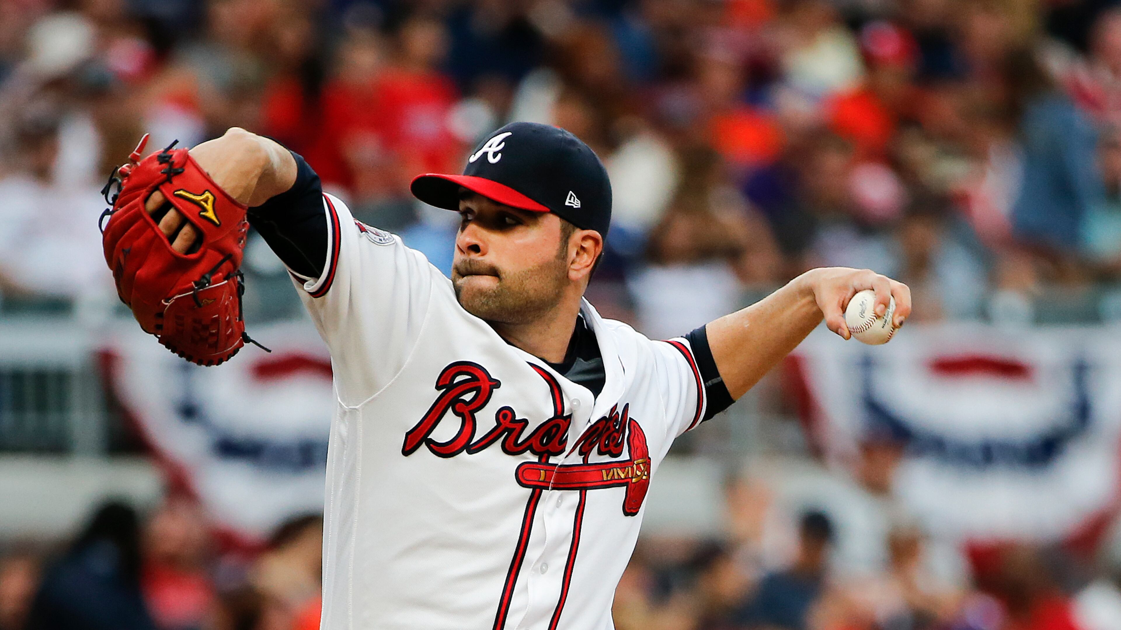 Braves starting pitcher Jaime Garcia (54) works against the Houston Astros Wednesday, July 5, 2017, in Atlanta. (AP Photo/John Bazemore)