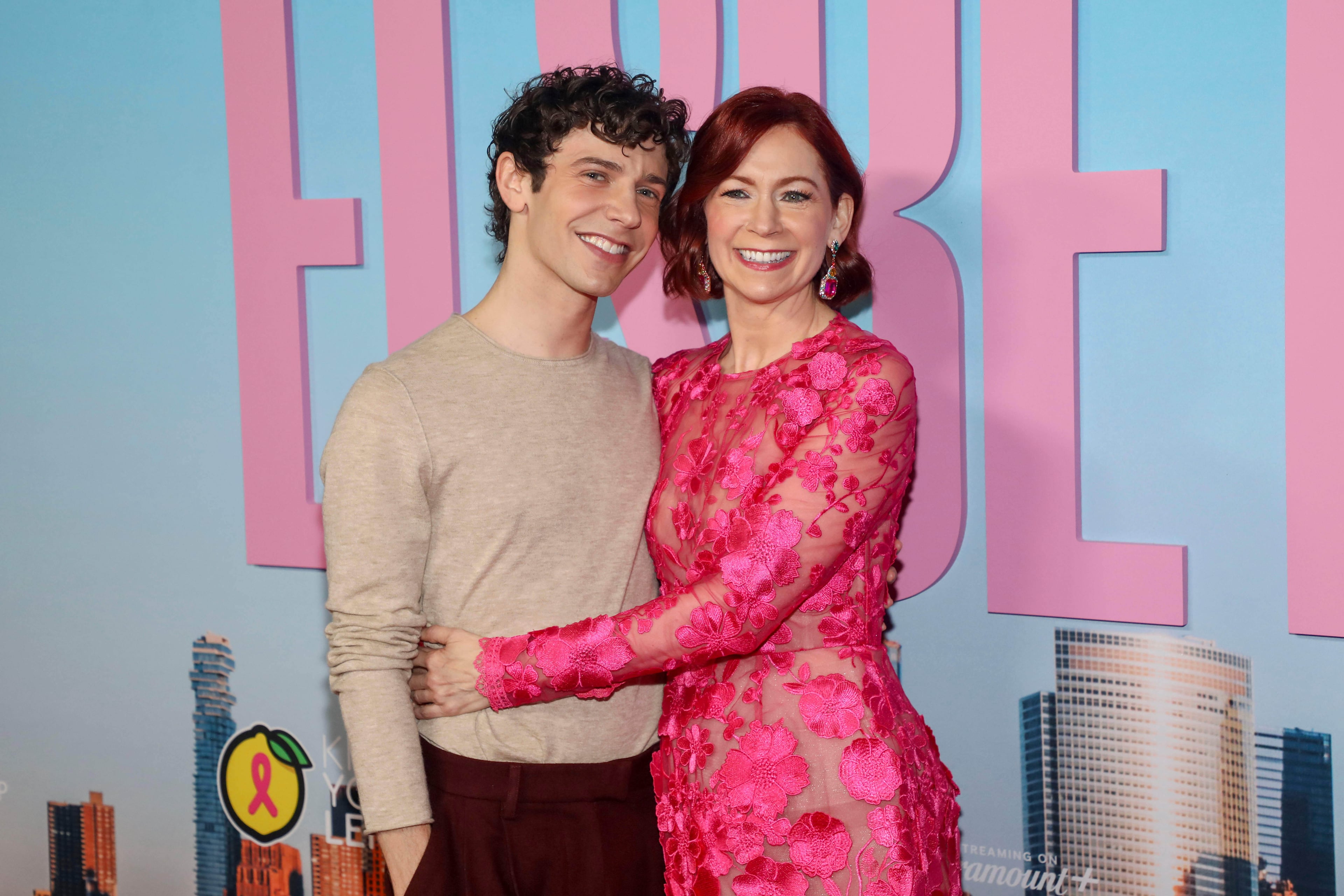 Ben Levi Ross plays Carrie Preston's son on "Elsbeth." The two attend the Season 3 premiere at AMC Lincoln Square on Wednesday, Oct. 8, 2025, in New York. (Andy Kropa/Invision/AP)