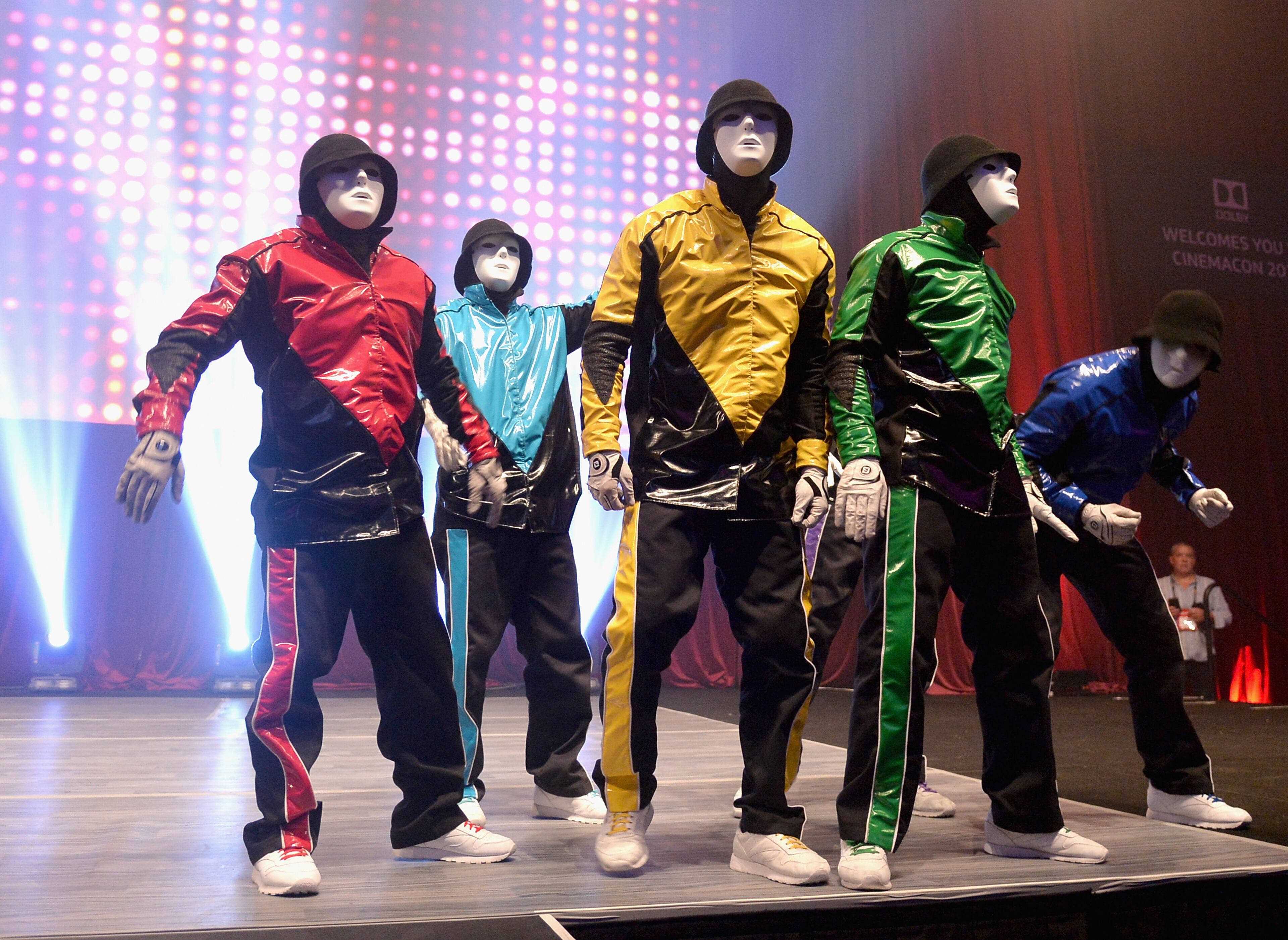LAS VEGAS, NV - MARCH 25: Jabbawockeez performs onstage at “The Neighbors” Frat Party hosted by Universal Pictures in Conjunction with Dolby Laboratories at Caesars Palace during CinemaCon, the official convention of the National Association of Theatre Owners on March 25, 2014 in Las Vegas, Nevada. (Photo by Alberto E. Rodriguez/Getty Images for CinemaCon)