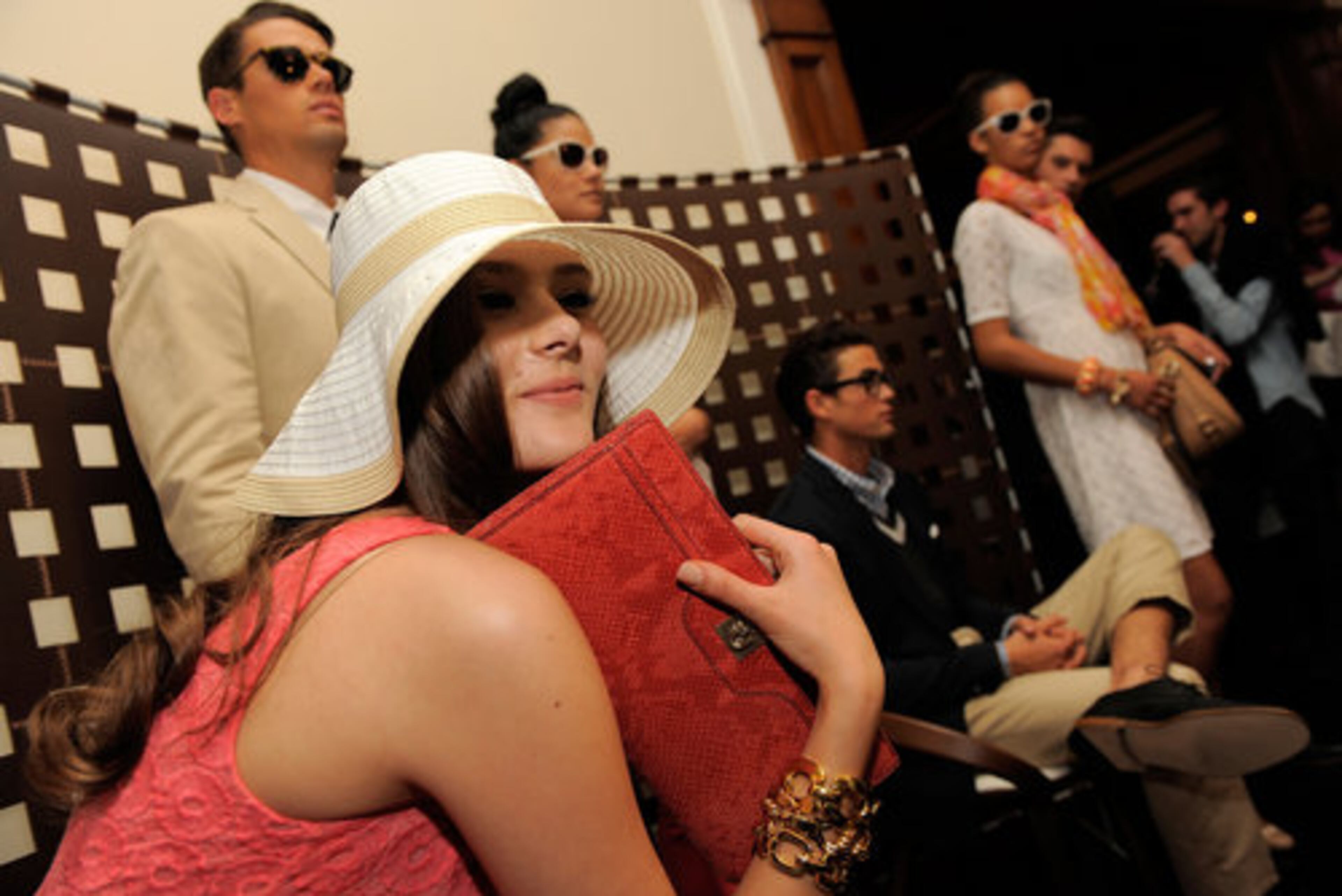 The "Mad Men" collection included over-sized hats and clutch purses that seemed to come straight out of the '60s.