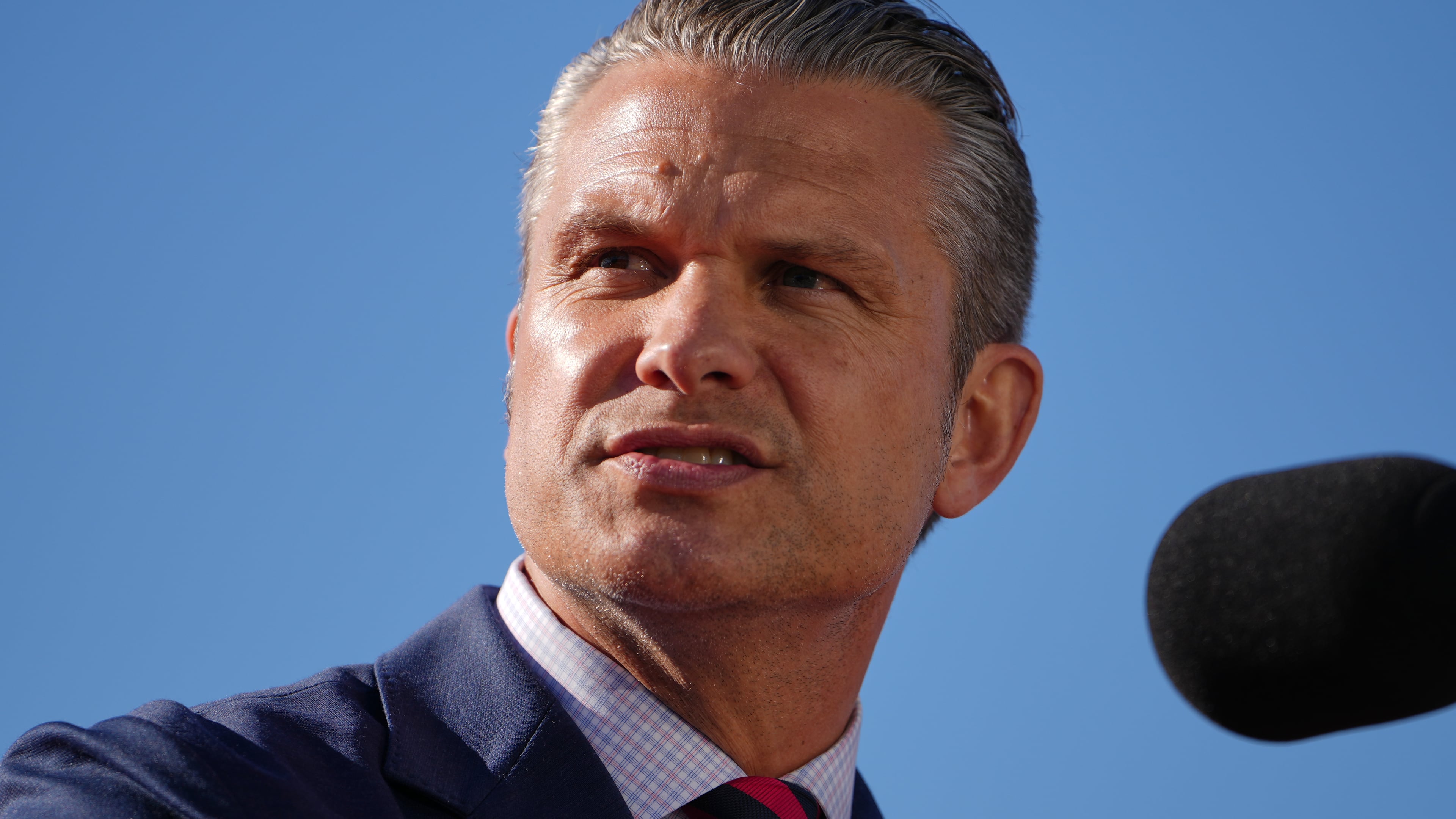 Defense Secretary Pete Hegseth speaks before President Donald Trump at an event for Anduril Industries, Inc., at Sparrows Point Shipyard, Tuesday, Oct. 6, 2026, in Sparrows Point, Md. (AP Photo/Julia Demaree Nikhinson)