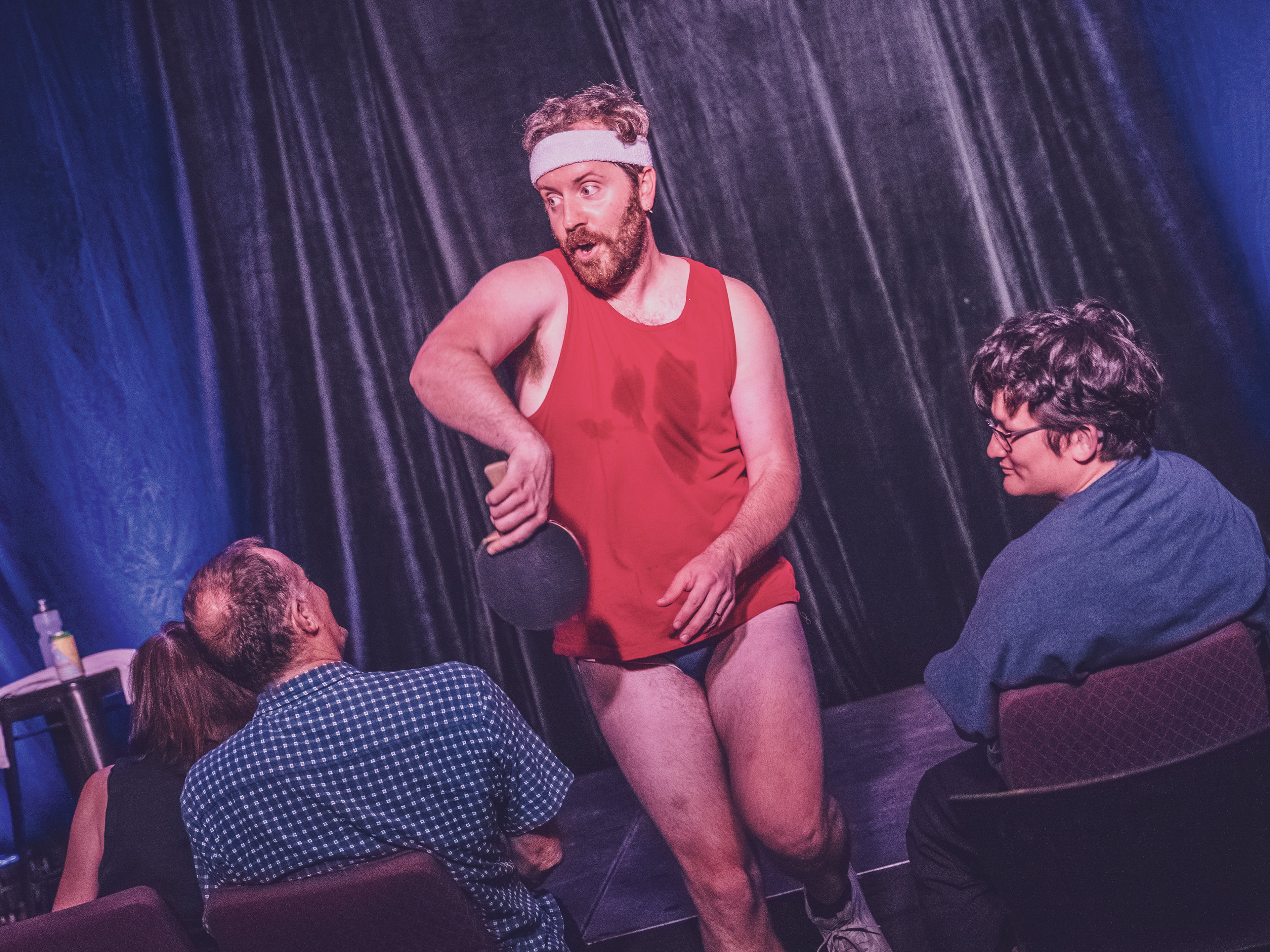 For his act, ping-pong champ Don Toberman (Chase Brantley) challenges the audience to a game. (Courtesy of Paul Westbrook)