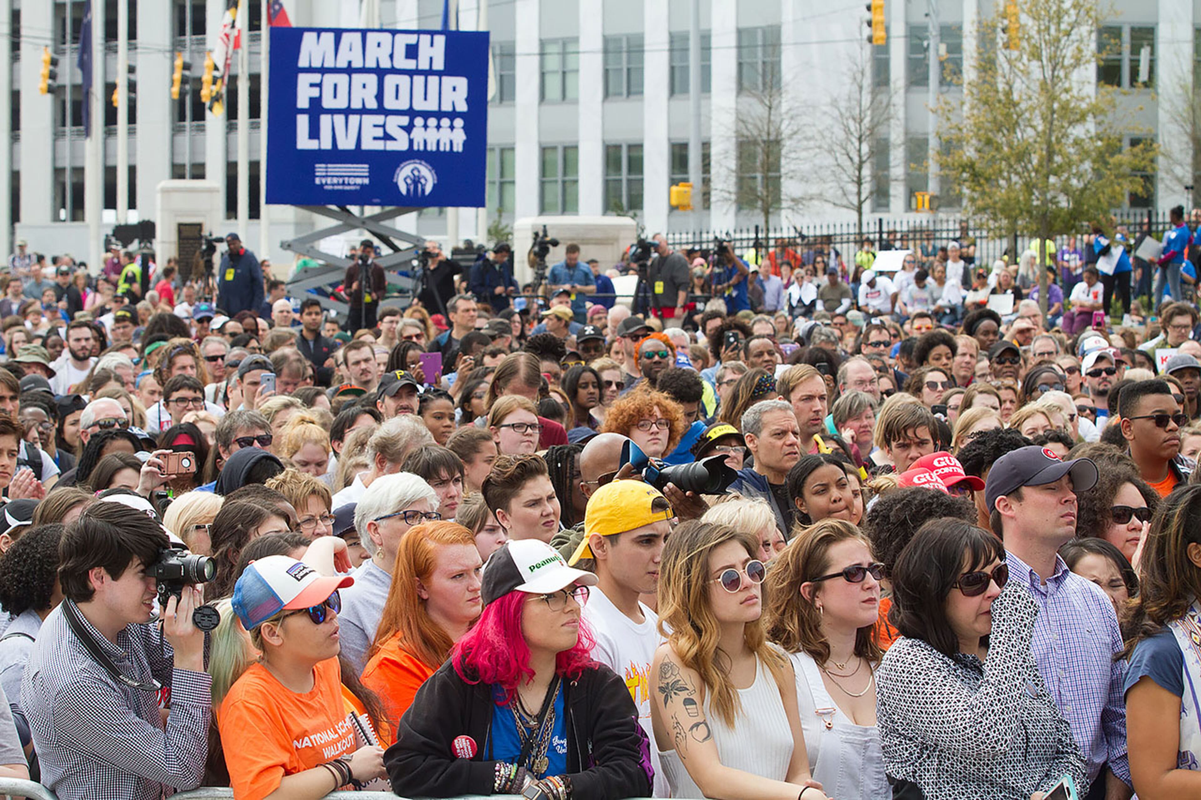A large crowd gathers at Liberty Plaza, near the State Capitol at the end of the March For Our Life Atlanta rally Saturday, March 24, 2018. STEVE SCHAEFER / SPECIAL TO THE AJC