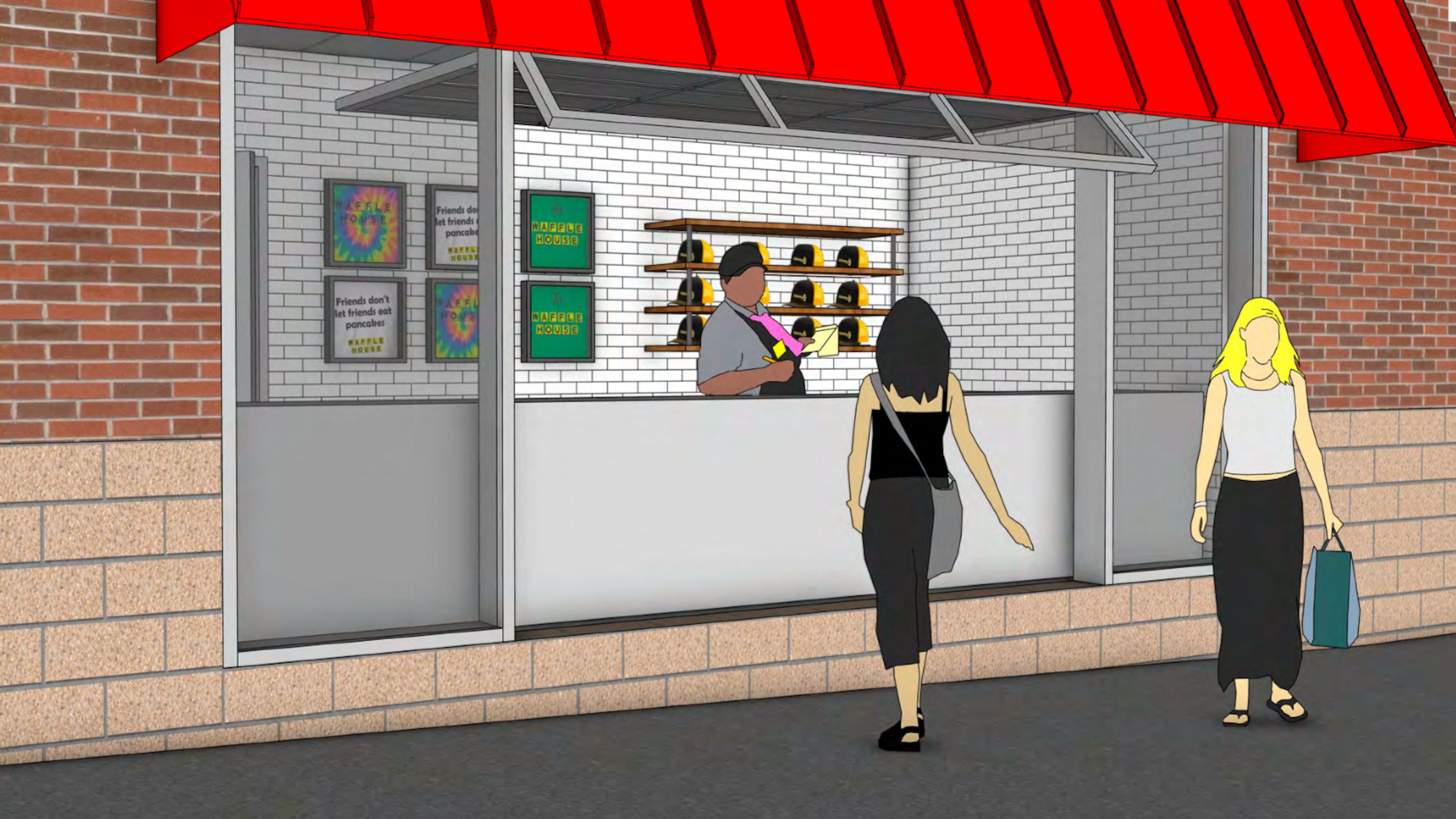 Waffle House plans to add a retail shop, shown here in this rendering, to its downtown diner for the World Cup, according to plans filed in Atlanta. (Courtesy of Waffle House/City of Atlanta)