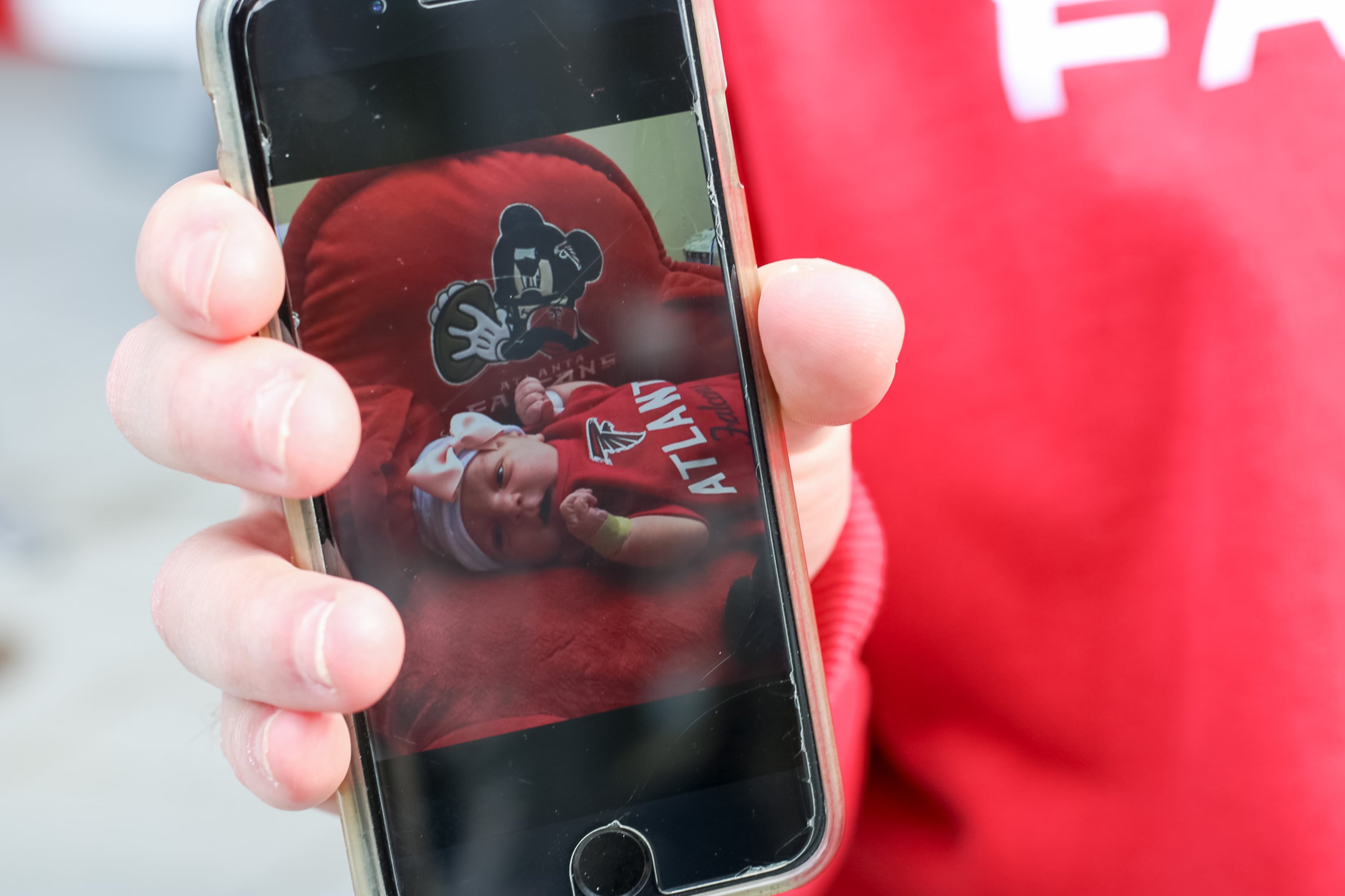 Atlanta Falcons fans have descended upon Houston to celebrate and cheer on the Falcons who will face off against the New England Patriots at Super Bowl 51 on Sunday, February 5. (Janay Kingsberry/AJC)