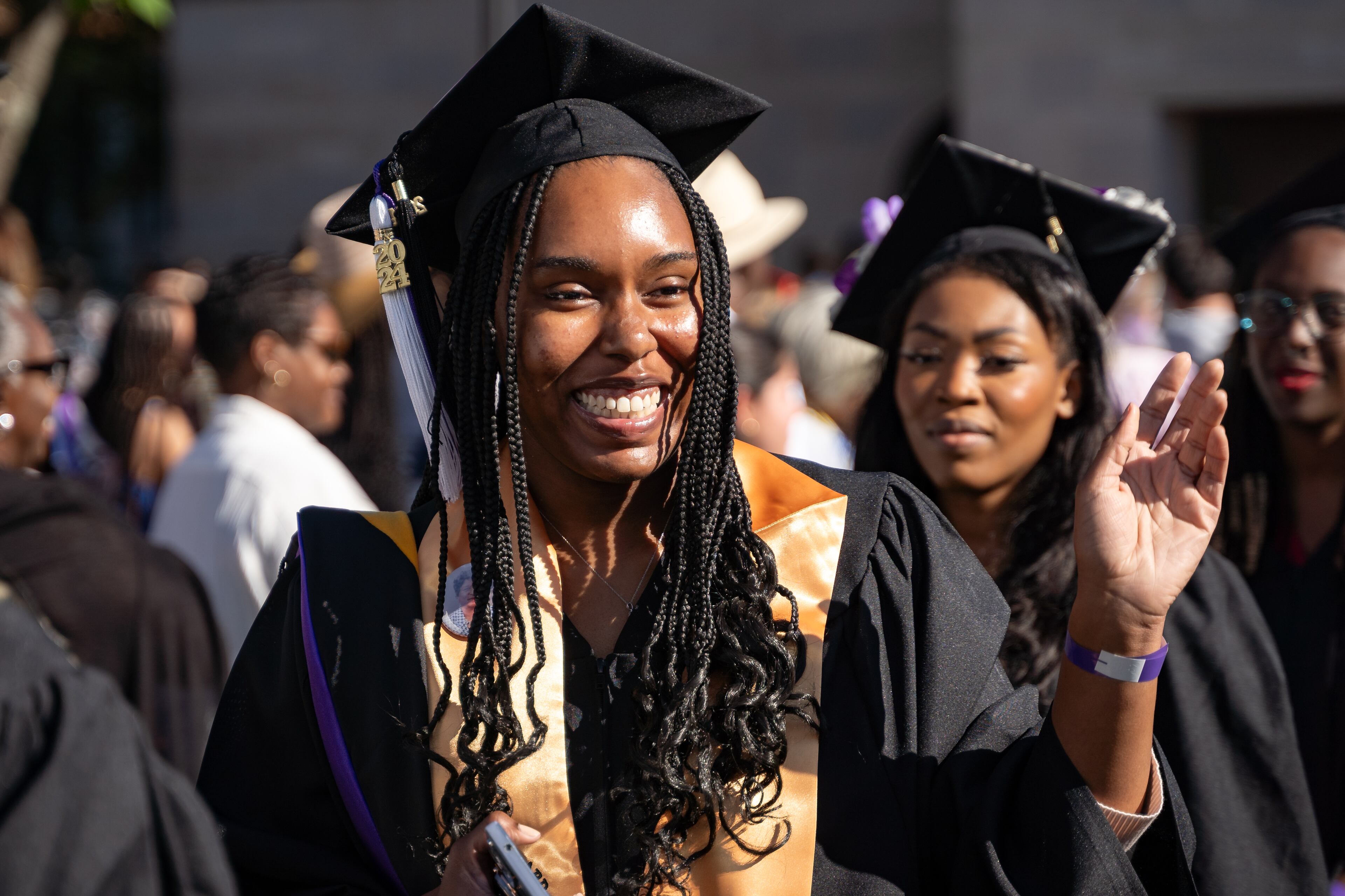 Graduates, faculty and parents gather for the 135 commencement address at Agnes Scott College in Decatur on Saturday, May 11, 2024. (Ben Hendren for The Atlanta Journal-Constitution)
