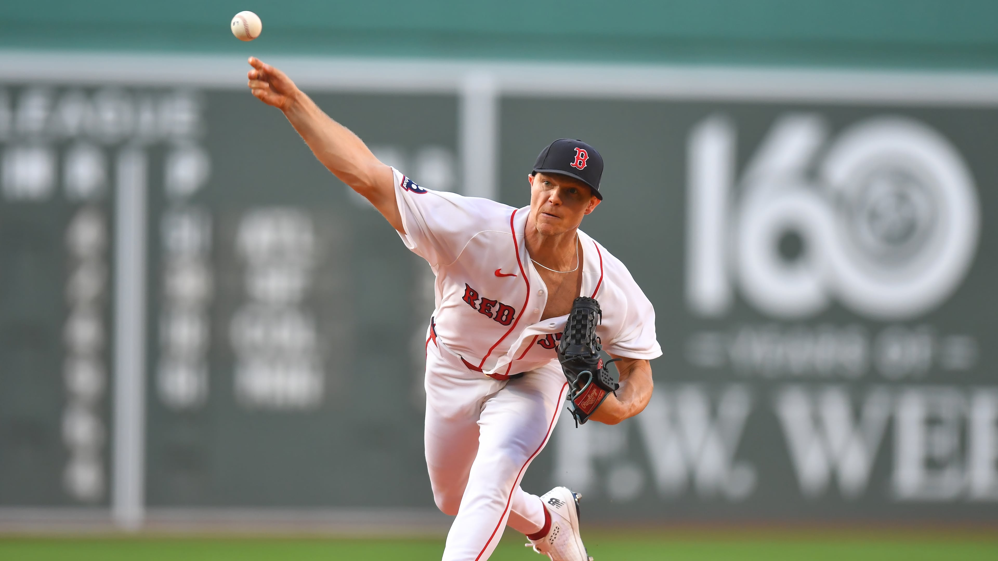 Boston Red Sox's Sonny Gray delivers a pitch to a New York Yankees batter in the first inning of a baseball game, Sunday, June 28, 2026, in Boston. (AP Photo/Steven Senne)