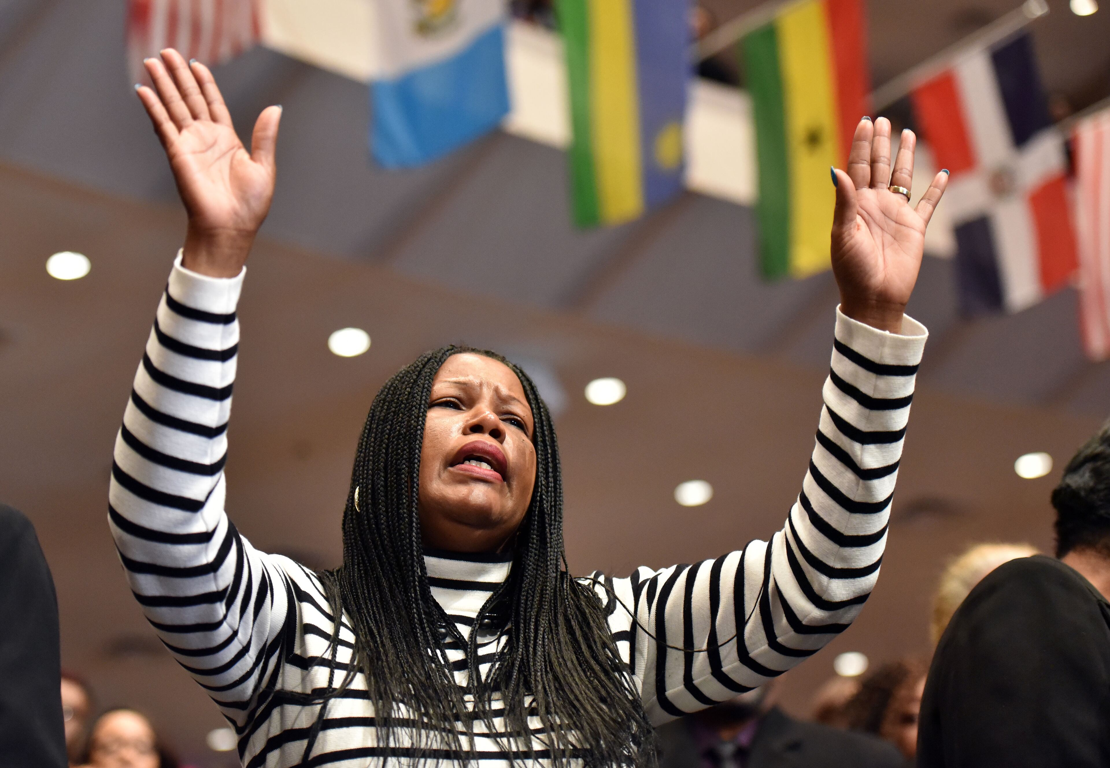 JANUARY 25, 2017 LITHONIA Mourners fill the sanctuary during the Homegoing services for Bishop Eddie Long, senior pastor, at New Birth Missionary Baptist Church, Wednesday, January 25, 2017. Bishop Long died January 15th, after a long-time fight with cancer. He was 63 years old. Hyosub Shin/AJC