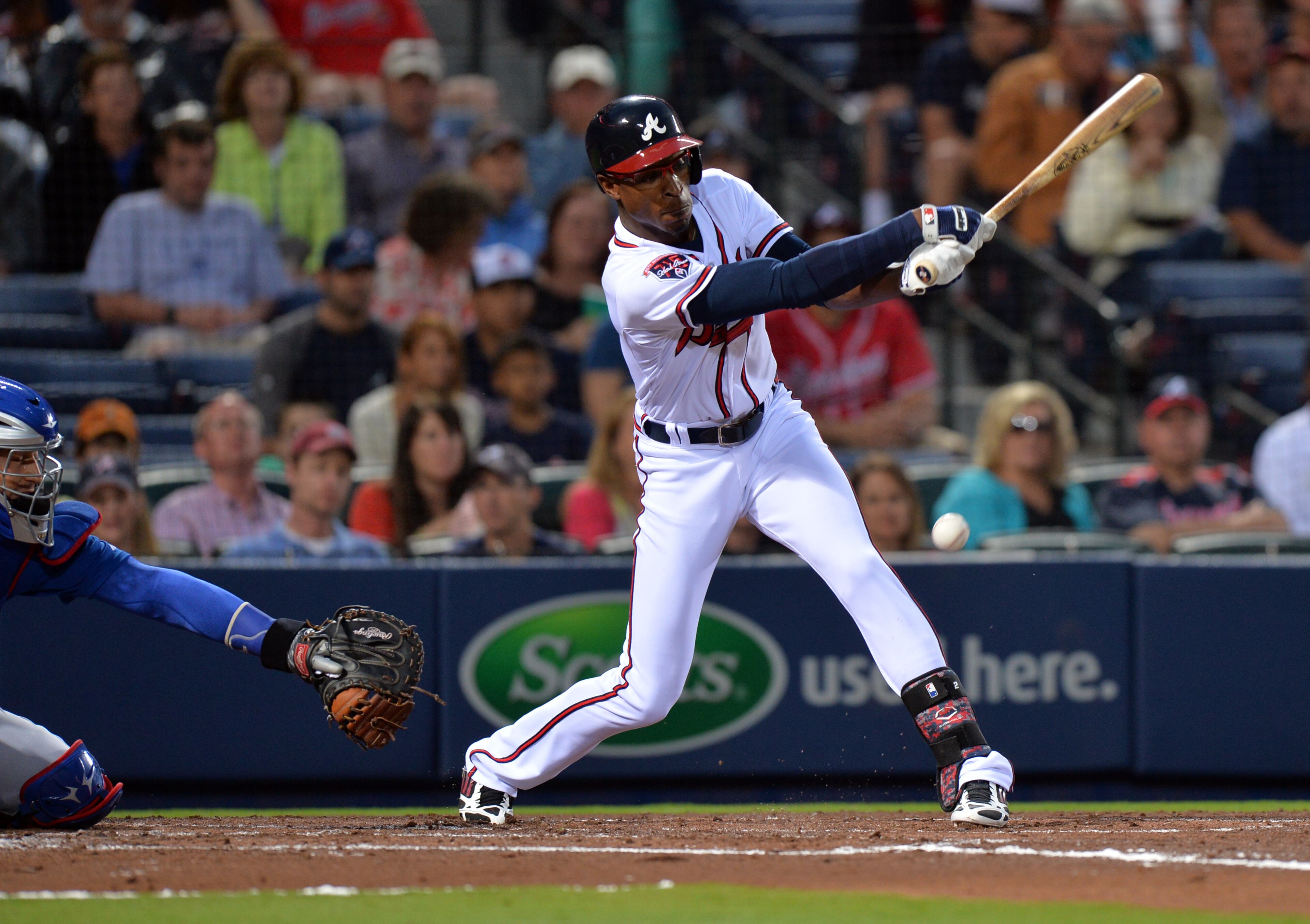 May 9, 2014 Atlanta: Atlanta Braves B.J. Upton strikes out with the bases loaded in the 2nd inning against the Chicago Cubs Friday May 9, 2014. BRANT SANDERLIN /BSANDERLIN@AJC.COM