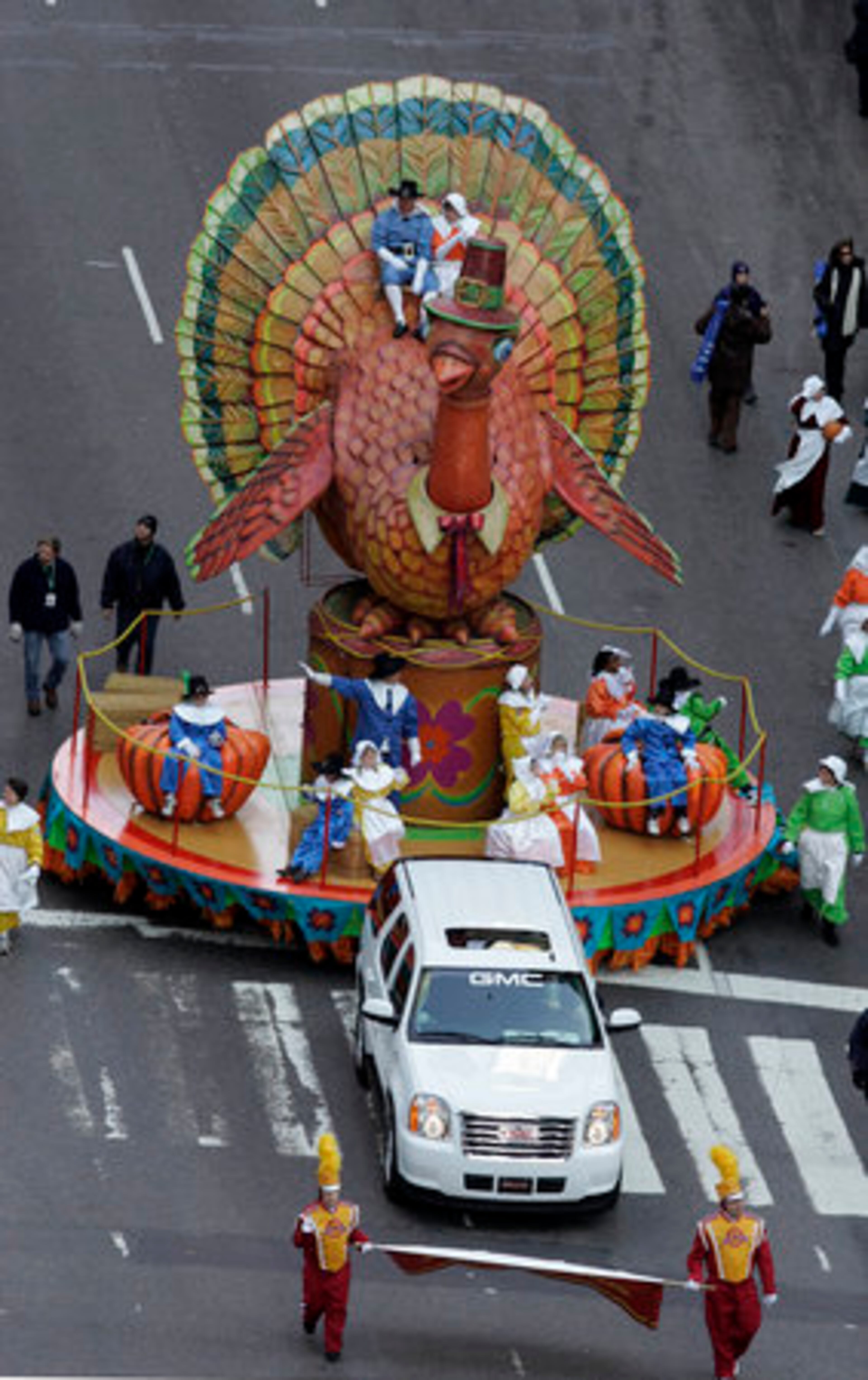 A turkey float makes its way down Broadway during the 82nd annual Macy's Thanksgiving Day parade in New York.