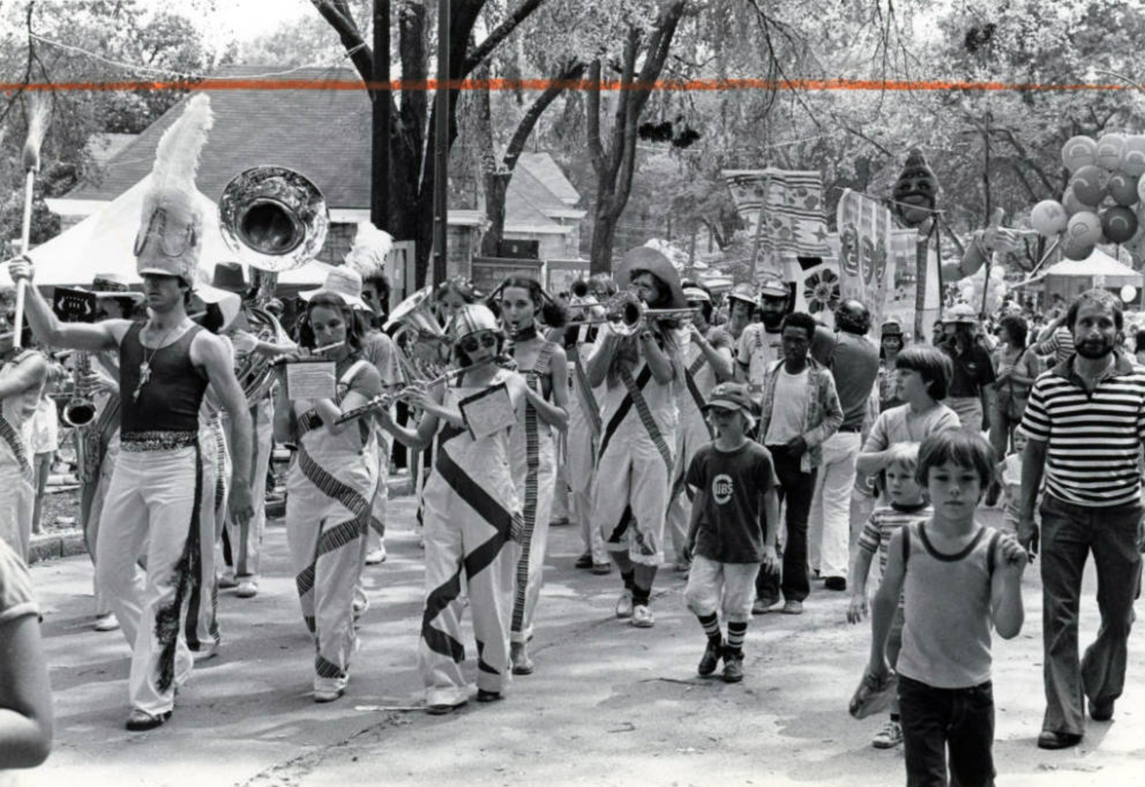 Seed & Feed Marching Abominable Band performing in Piedmont Park in May 1979.