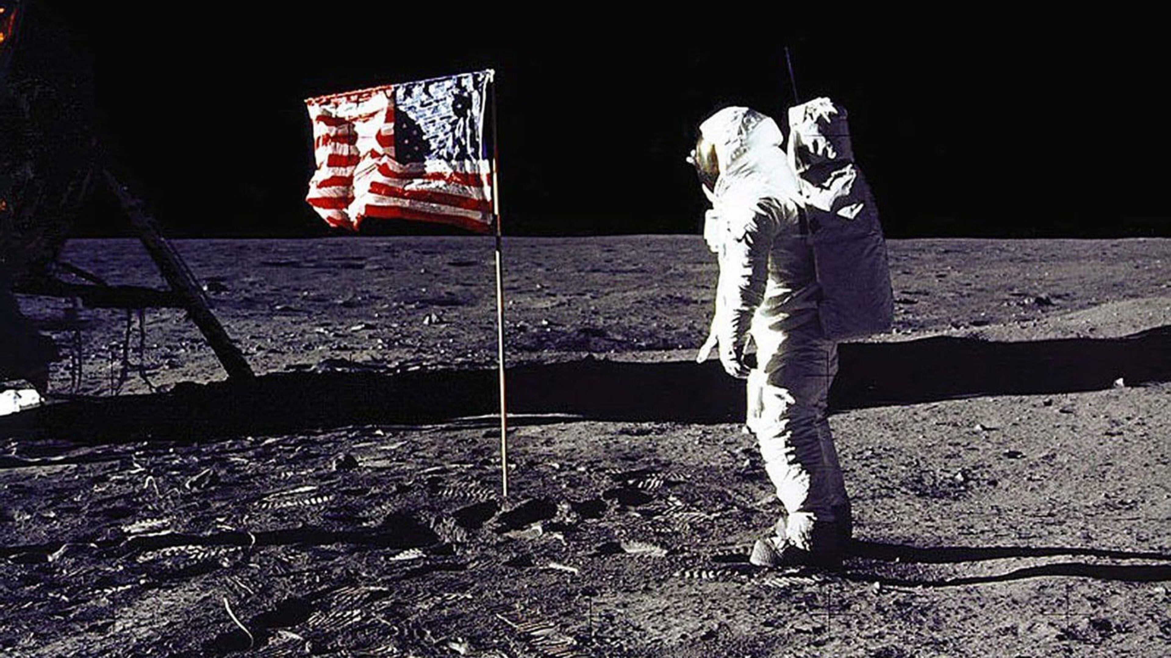Astronuats Neil Armstrong and Buzz Aldrin planted the American flag on the moon during the historic Apollo 11 mission on July 20, 1969.