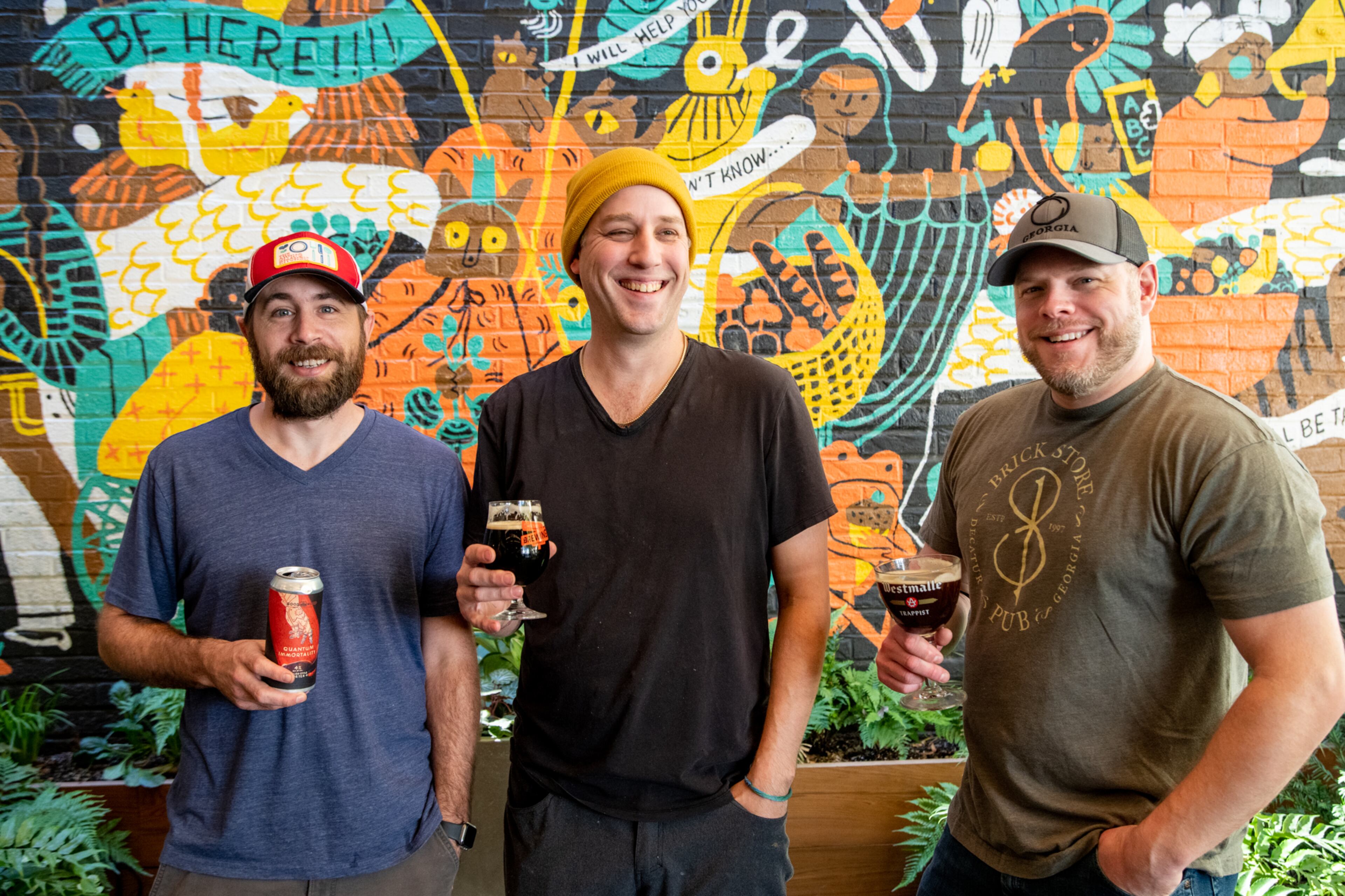 These chefs from three beer-oriented metro Atlanta restaurants came up with fall dishes and beers to match: executive chef Brian Crain from Good Word Brewing, executive chef Jeff Sellers from Leon's Full Service, and executive chef Eric Ottensmeyer from Brick Store Pub. (Mia Yakel for The Atlanta Journal-Constitution)