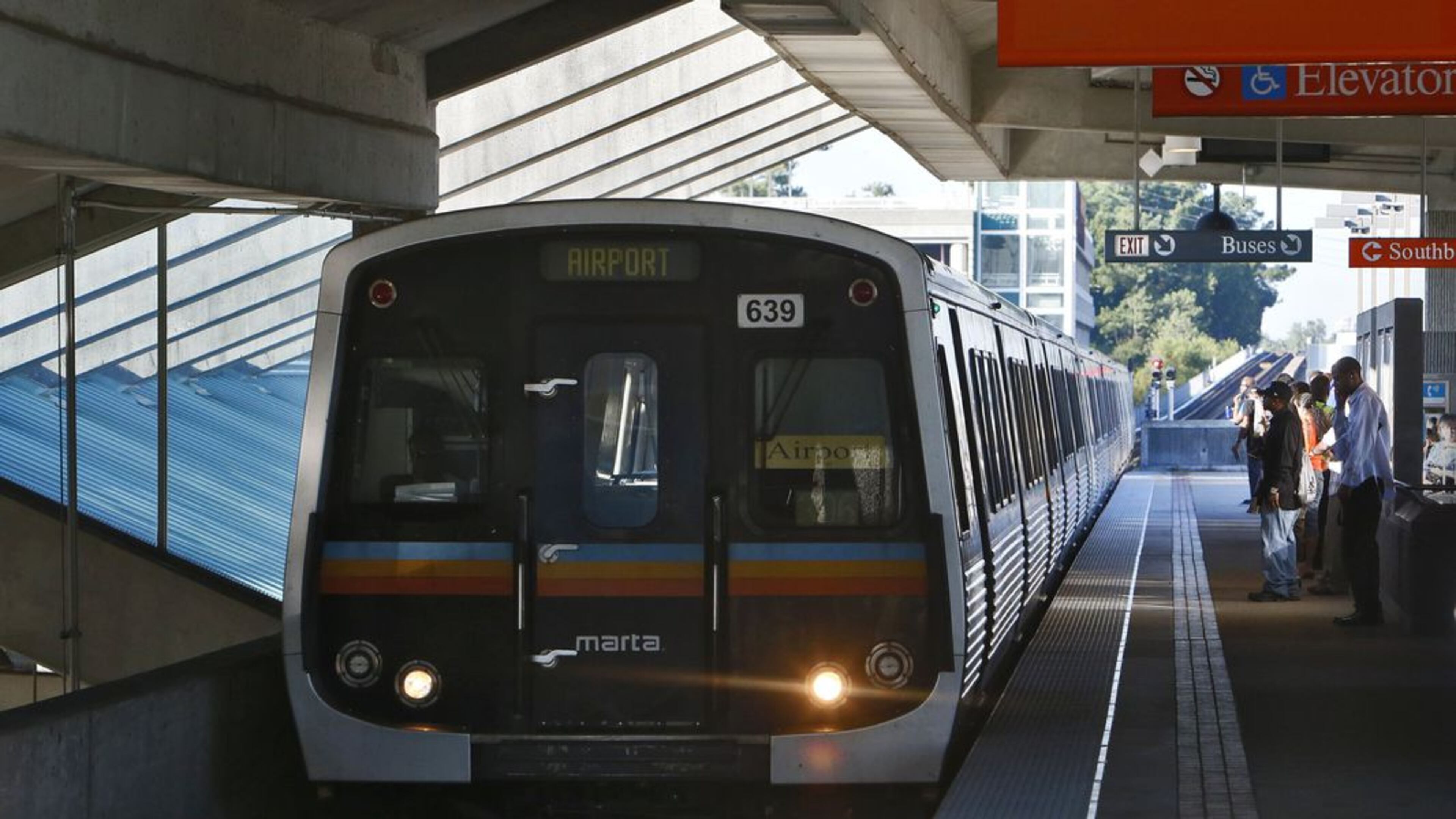 MARTA police are searching for a suspect accused of shooting someone outside the Five Points station Friday afternoon.