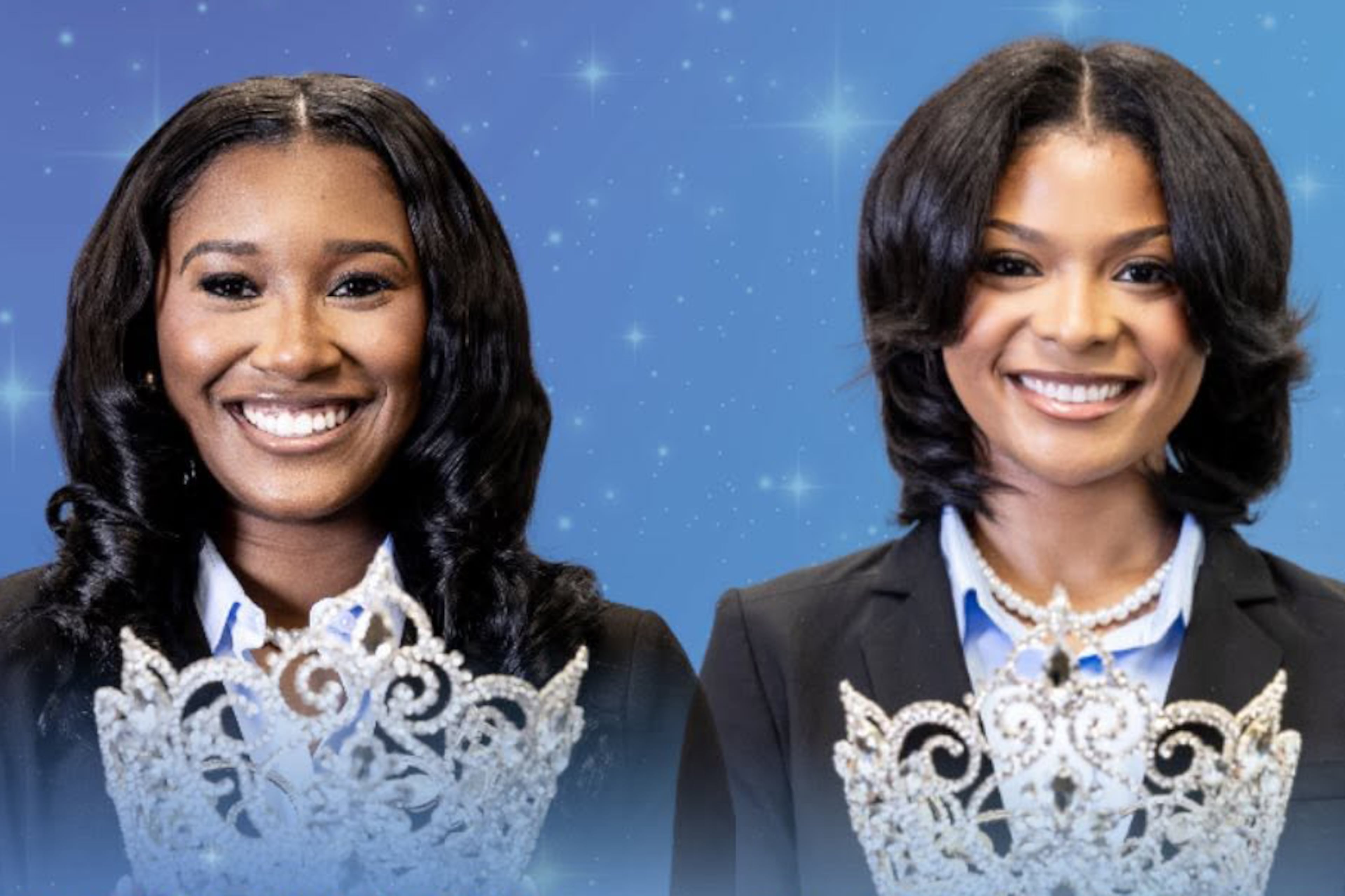 Jillian Collier (left) and Kinsley Wilson, shown here in this composite photo made by Spelman College, were crowned co-Miss Spelman College in April. Wilson has decided to step down from the position. (Spelman College Facebook page)