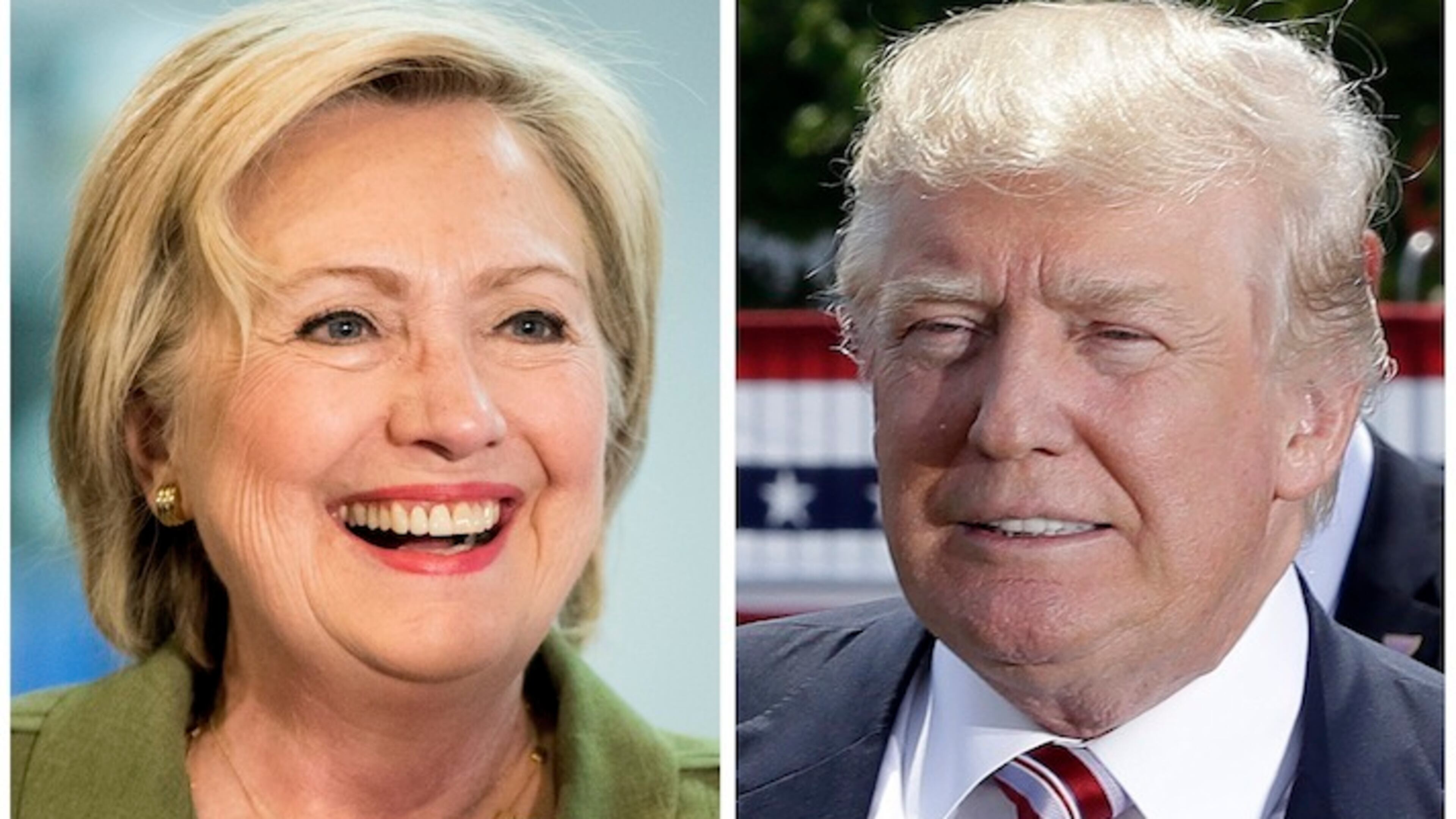 Democratic presidential candidate Hillary Clinton, left, and Republican presidential candidate Donal Trump in these 2016 file photos. Young people across racial and ethnic lines are more likely to say they trust Hillary Clinton than Donald Trump to handle instances of police violence against African-Americans. But young whites are more likely to say they trust Trump to handle violence committed against the police. (AP Photo)