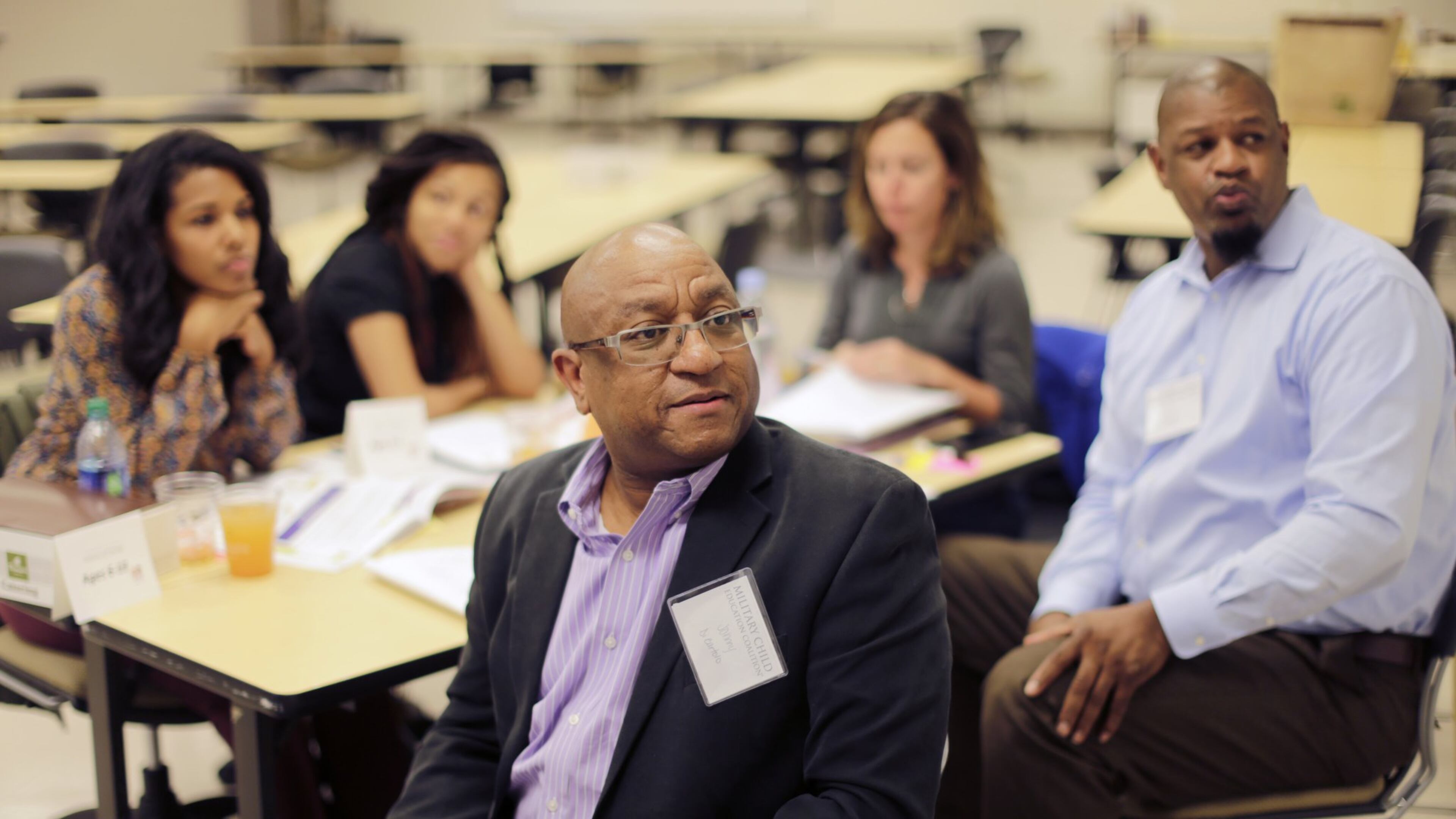 Nov. 8, 2016, Atlanta — Johnny DiBartolo (front) and other educators and counselors participate in an interactive course through the Military Child Education Coalition (MCEC). The course created an environment for educators, professionals and parents to learn about the unique issues children face when their parents voluntarily or involuntarily transition from military to civilian life. BOB ANDRES/ BANDRES@AJC.COM