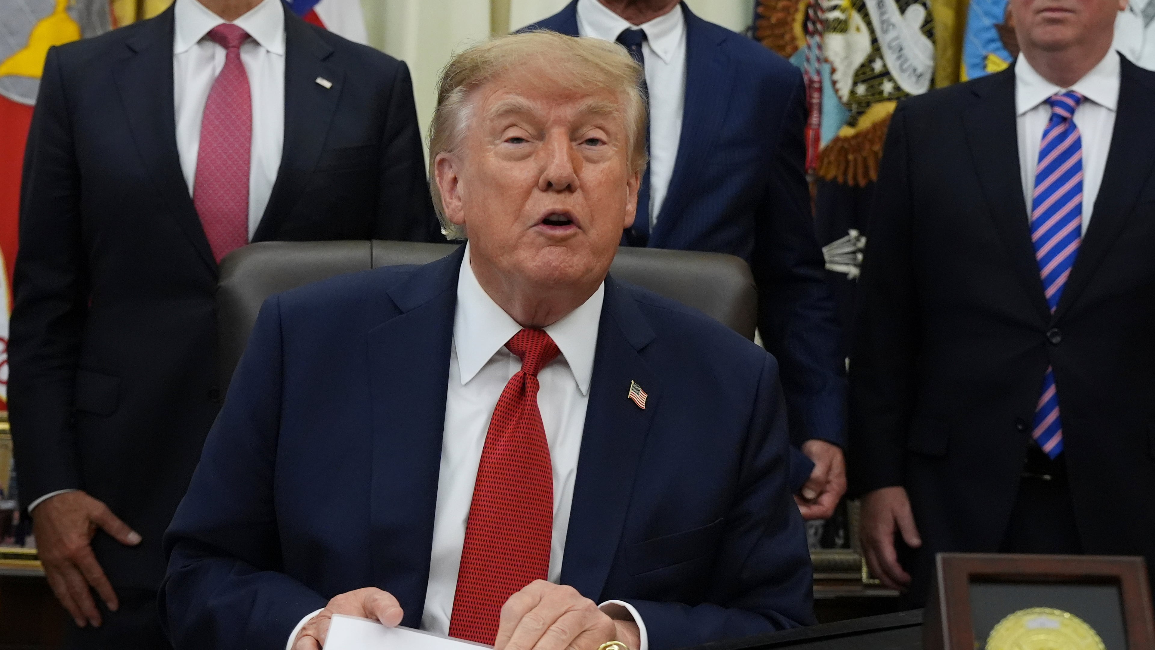 President Donald Trump speaks about healthcare in the Oval Office of the White House, Friday Sept. 18, 2026, in Washington. (AP Photo/Jacquelyn Martin)