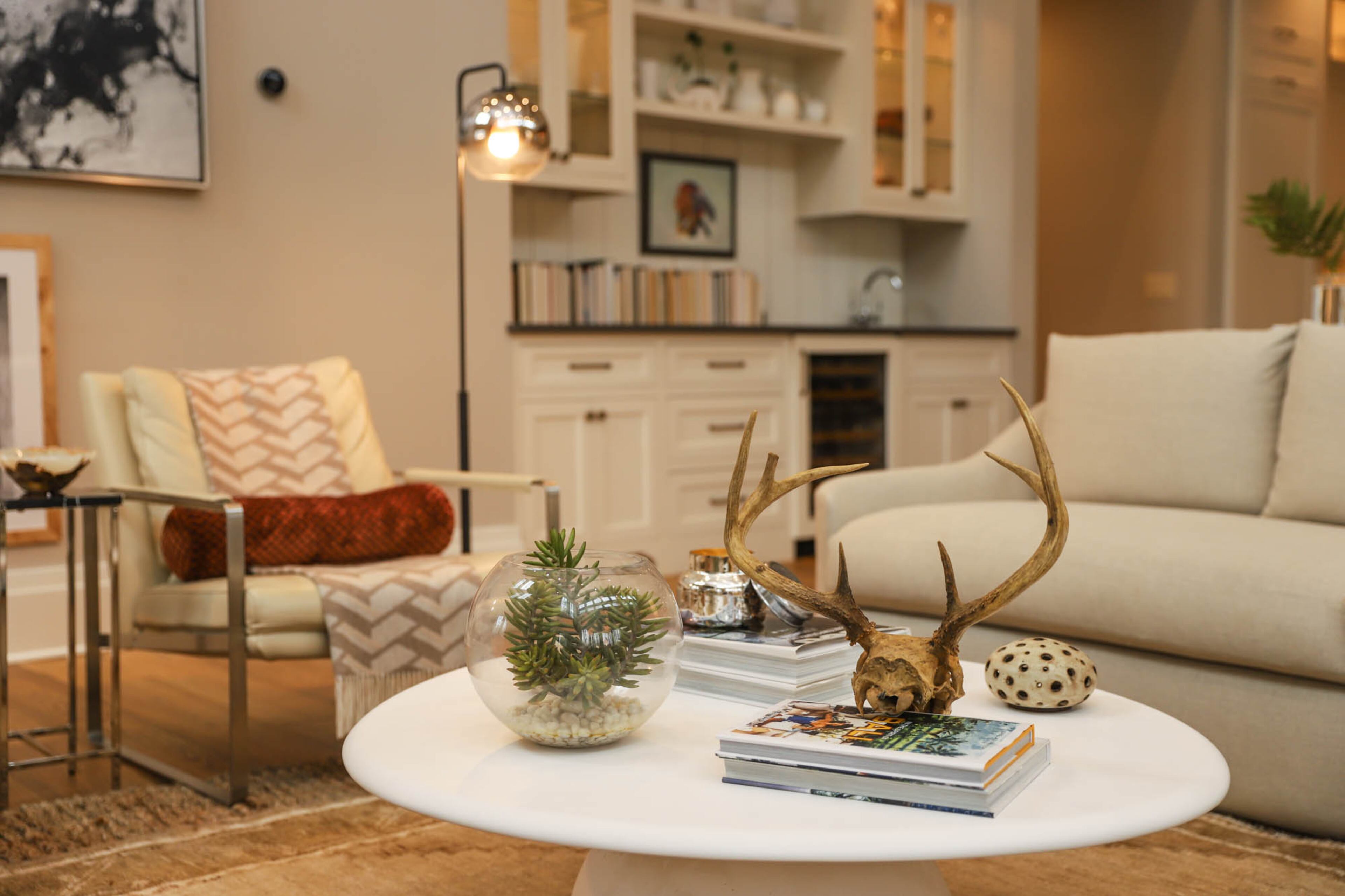 The Ruths blended their modern furniture with more rustic elements for their "comfortable and lived in" interiors, said Heather Ruth.