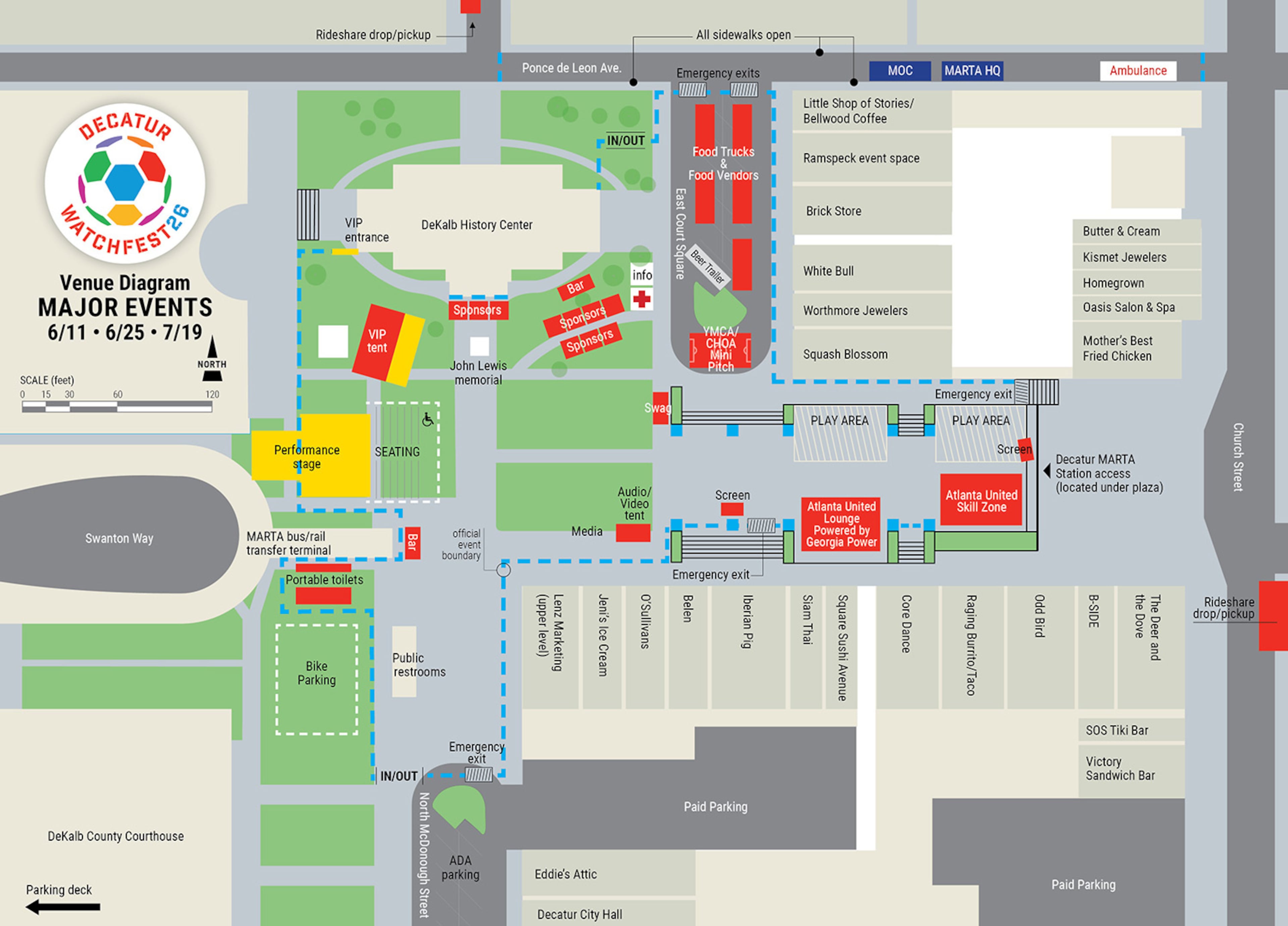 The map of Decatur Square for Decatur WatchFest. (Courtesy of the city of Decatur)