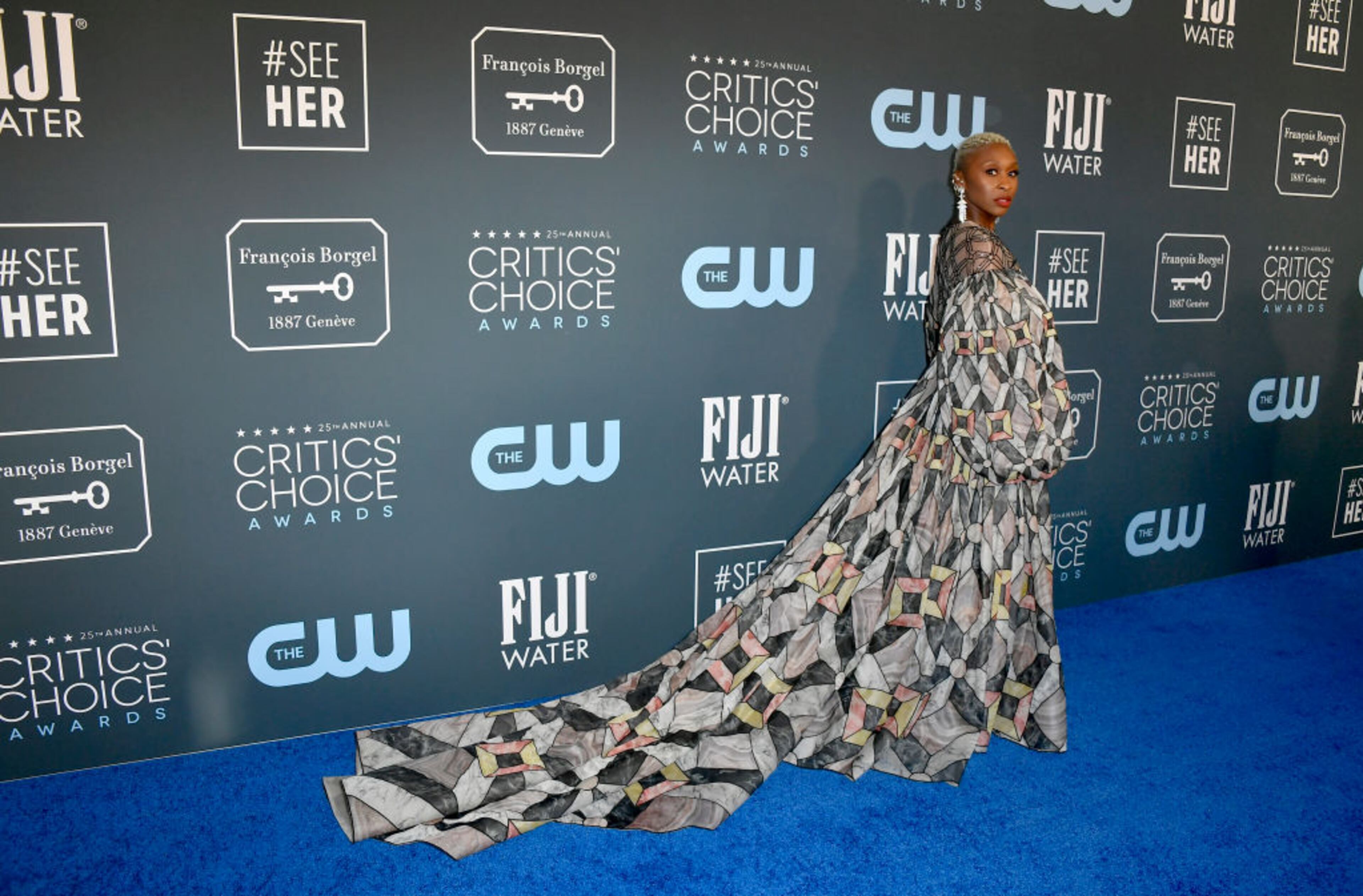 SANTA MONICA, CALIFORNIA - JANUARY 12: Cynthia Erivo attends the 25th Annual Critics' Choice Awards at Barker Hangar on January 12, 2020 in Santa Monica, California. (Photo by Frazer Harrison/Getty Images)