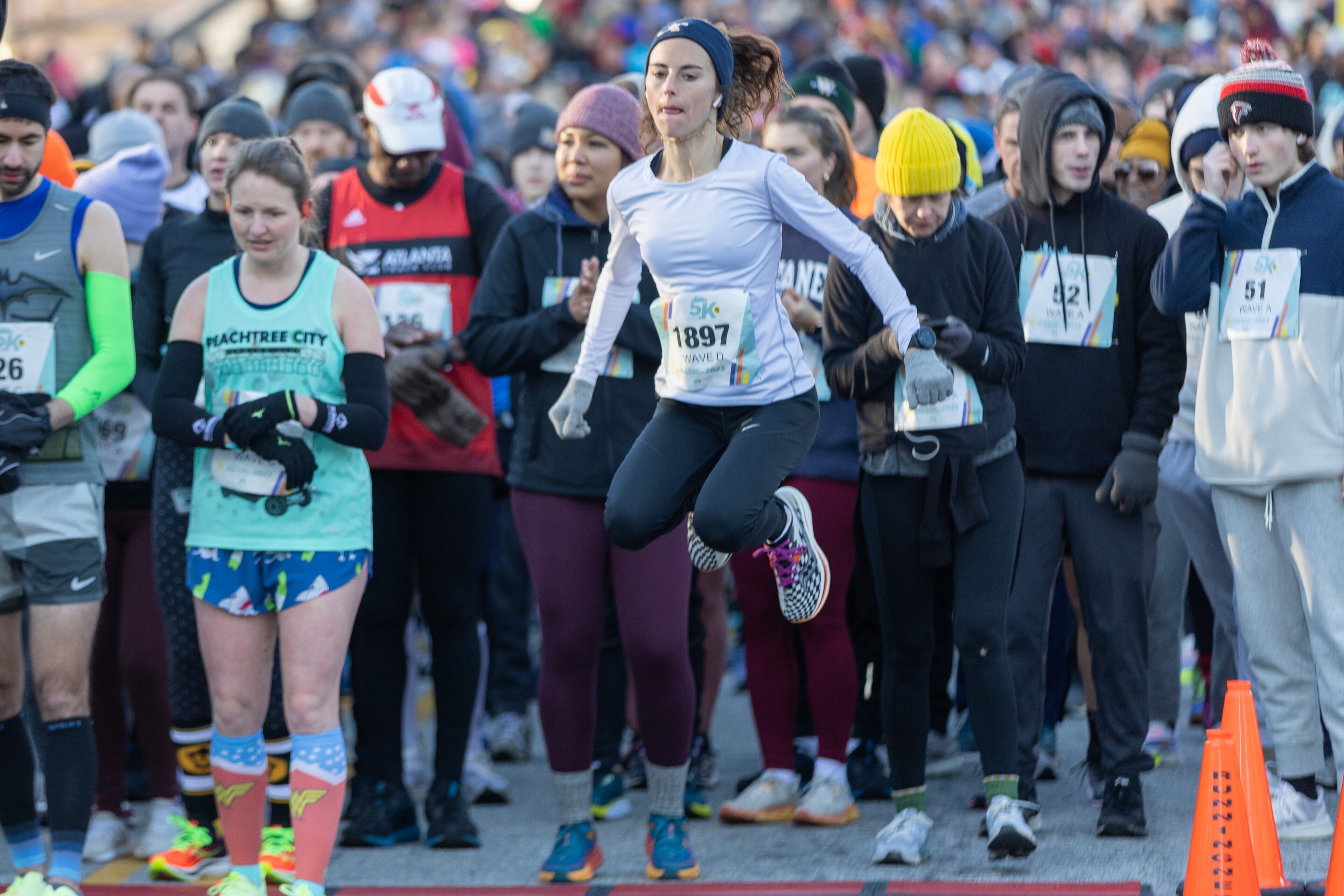Runners get ready for the start of the 20th annual Atlanta Mission 5K Race to End Homelessness in Atlanta on Saturday morning, Feb. 18, 2023. (Photo: Steve Schaefer / steve.schaefer@ajc.com)