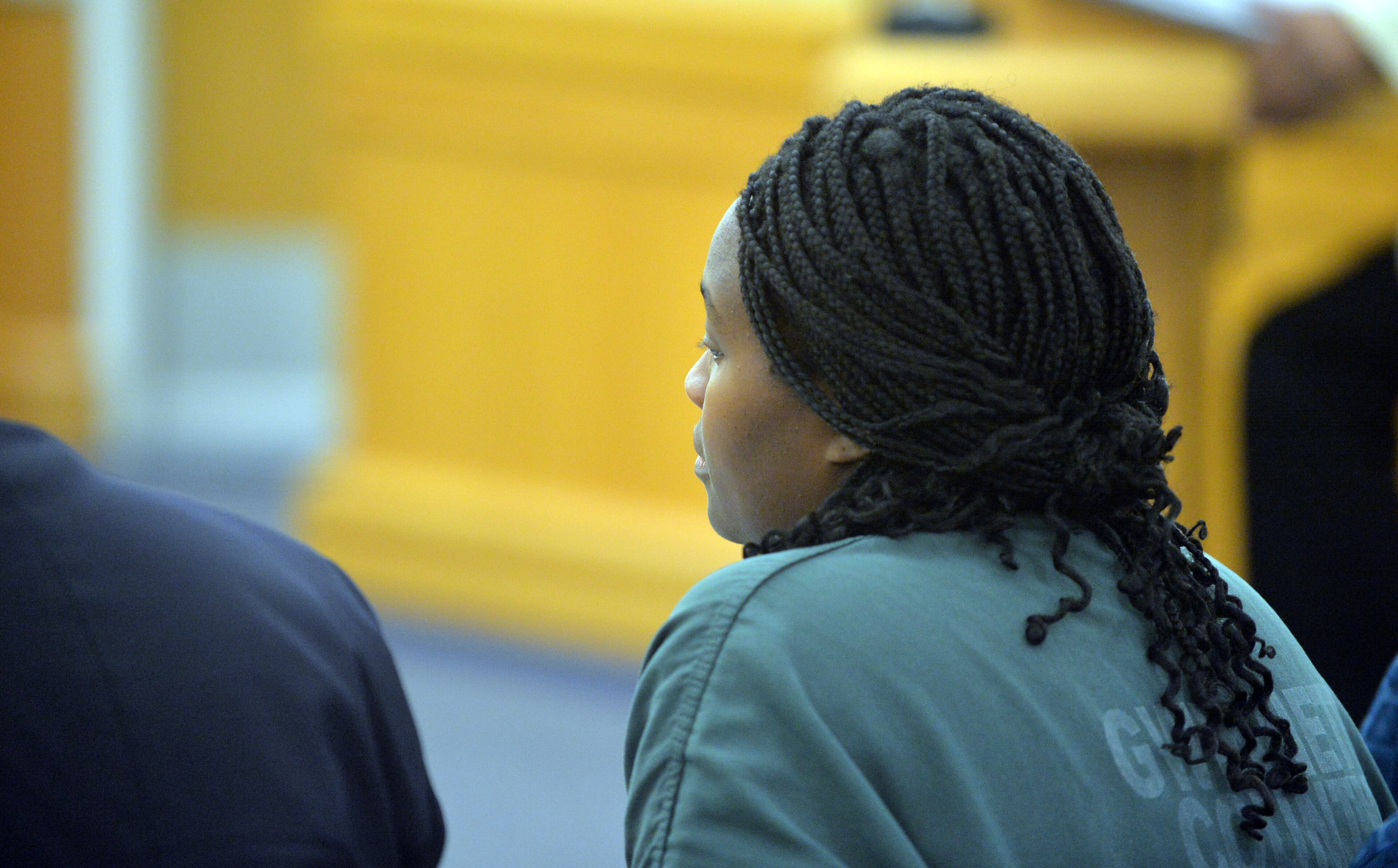Recardo and Therian Wimbush appear before Gwinnett County Superior Court Judge Karen Beyers during a bond hearing Tuesday, August 5, 2014. The former Georgia Tech football star and his wife were denied bond. They are accused of locking their 13 year old son in the basement for months. KENT D. JOHNSON/KDJOHNSON@AJC.COM