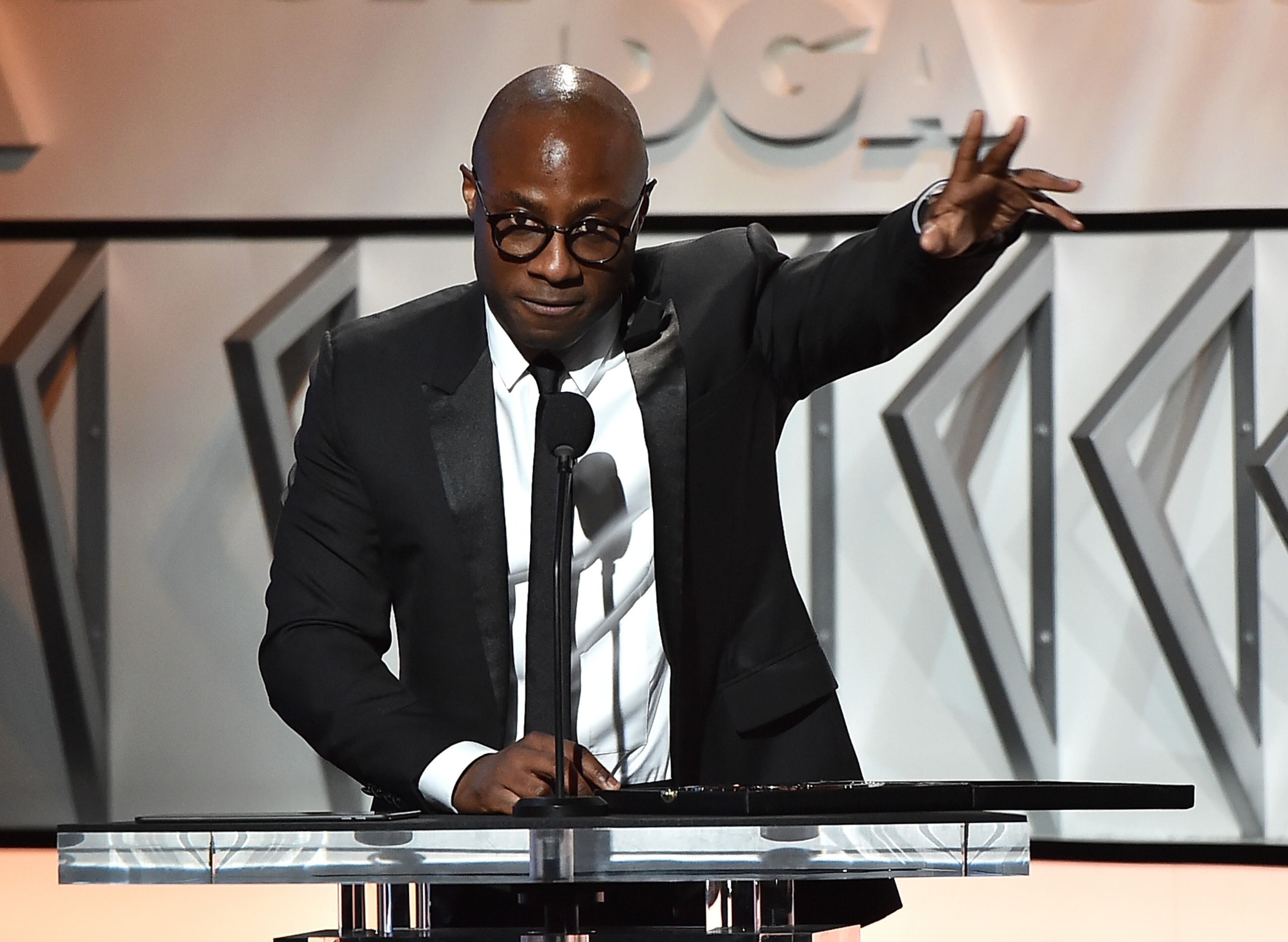 BEVERLY HILLS, CA - FEBRUARY 04: Director Barry Jenkins, accepts the Feature Film Nomination Plaque for “Moonlight" onstage during the 69th Annual Directors Guild of America Awards at The Beverly Hilton Hotel on February 4, 2017 in Beverly Hills, California. (Photo by Alberto E. Rodriguez/Getty Images for DGA)