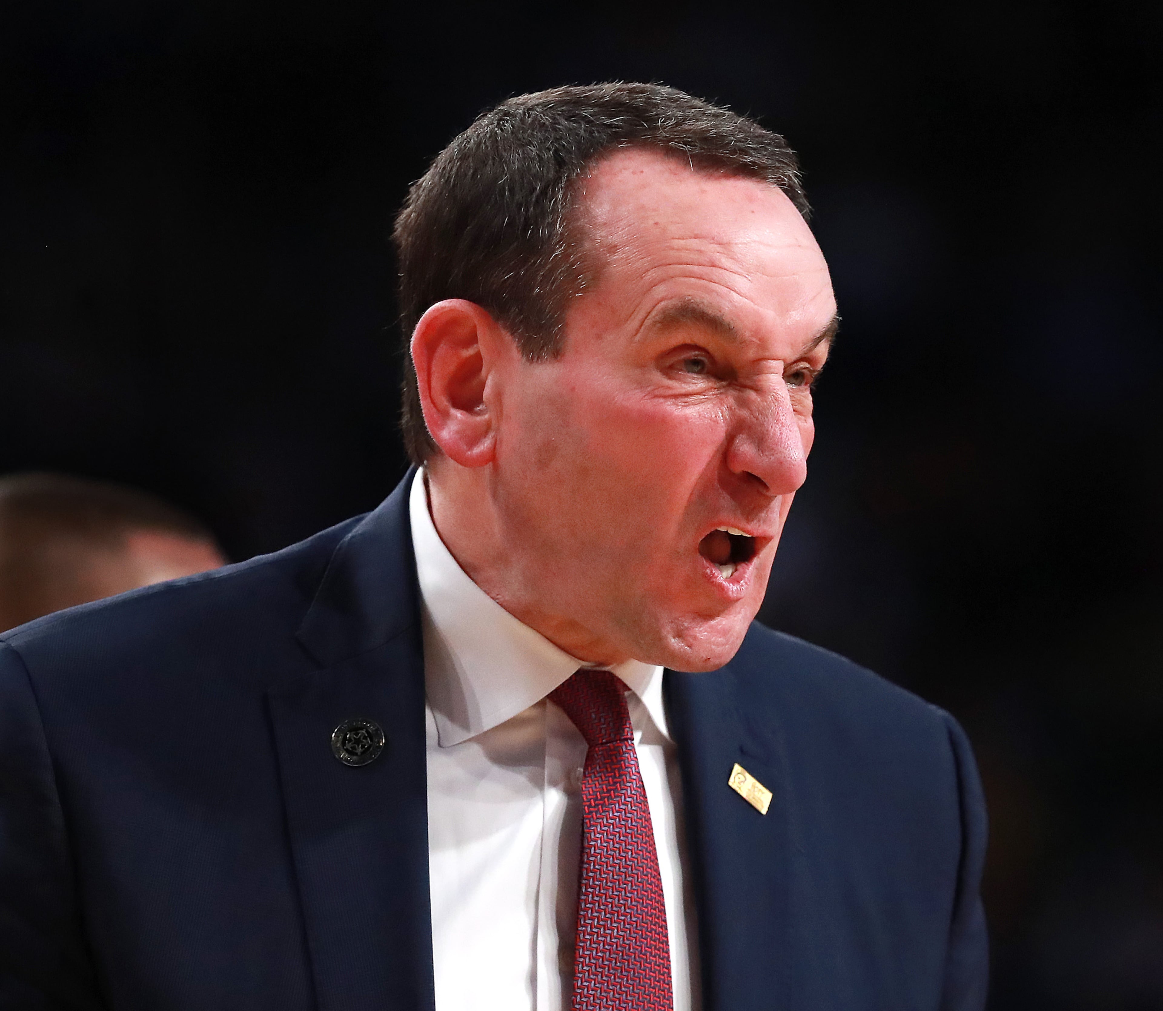 Duke head coach Mike Krzyzewski reacts to a call by an official during a 73-64 victory over Georgia Tech in a NCAA college basketball game on Wednesday, January 8, 2020, in Atlanta. Curtis Compton ccompton@ajc.com