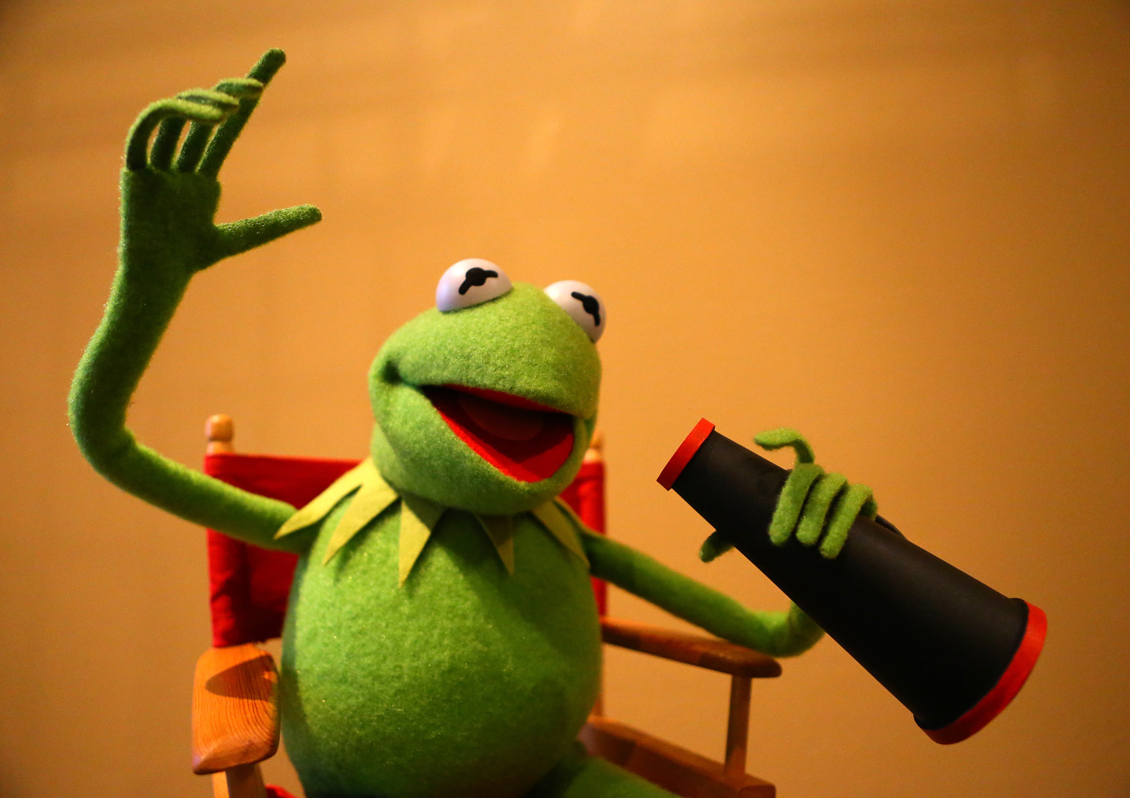 An animated looking Kermit the Frog sitting in his director's chair is one of the Jim Henson puppets that is part of the long-awaited expansion plans at The Center for Puppetry Arts on Monday, Jan. 13, 2014, in Atlanta. CURTIS COMPTON / CCOMPTON@AJC.COM