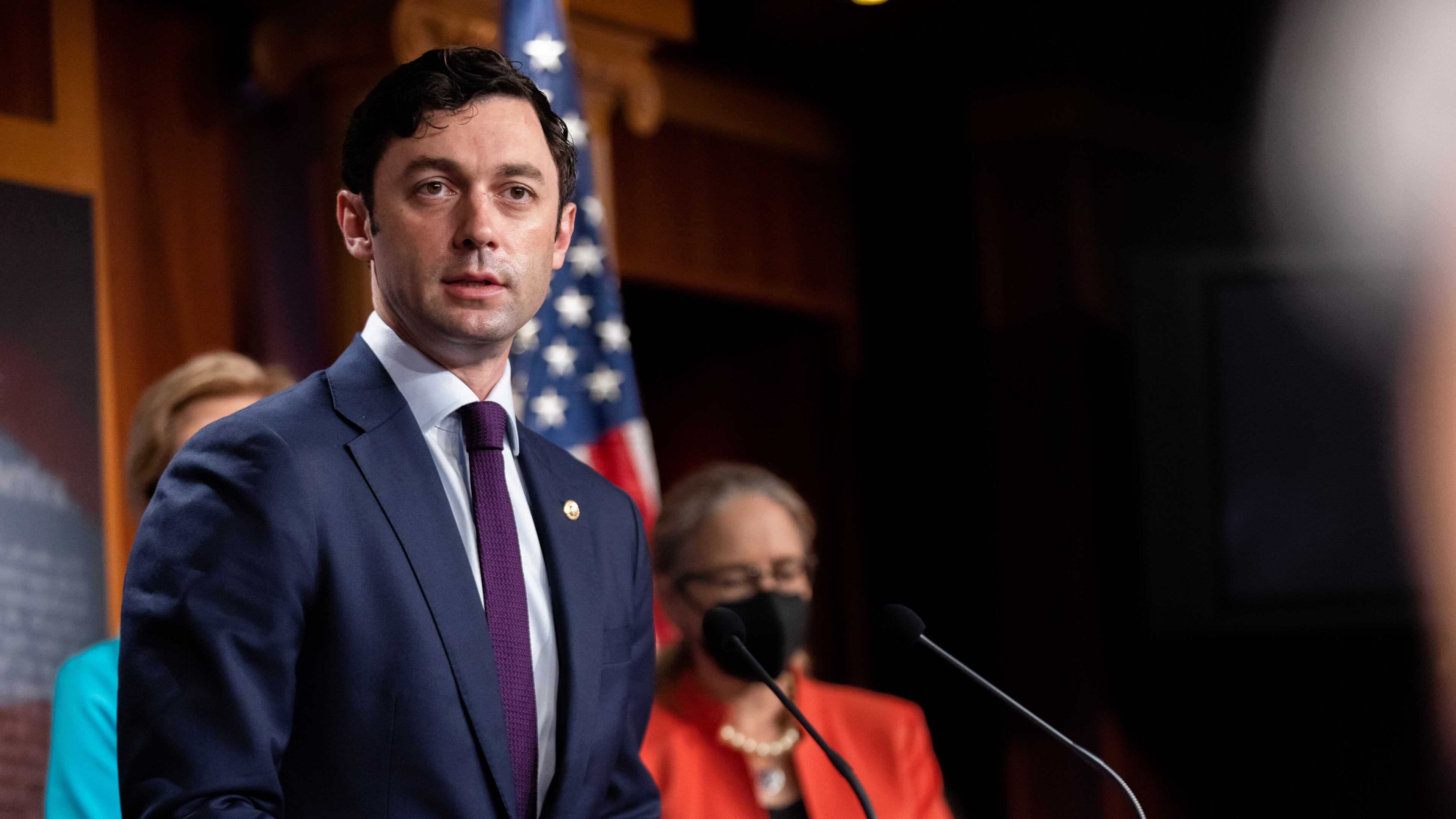 Senator Jon Ossoff (D-GA) speaks at a press conference on Medicaid expansion with other democratic lawmakers on Capitol Hill in Washington, DC on September 23rd, 2021.