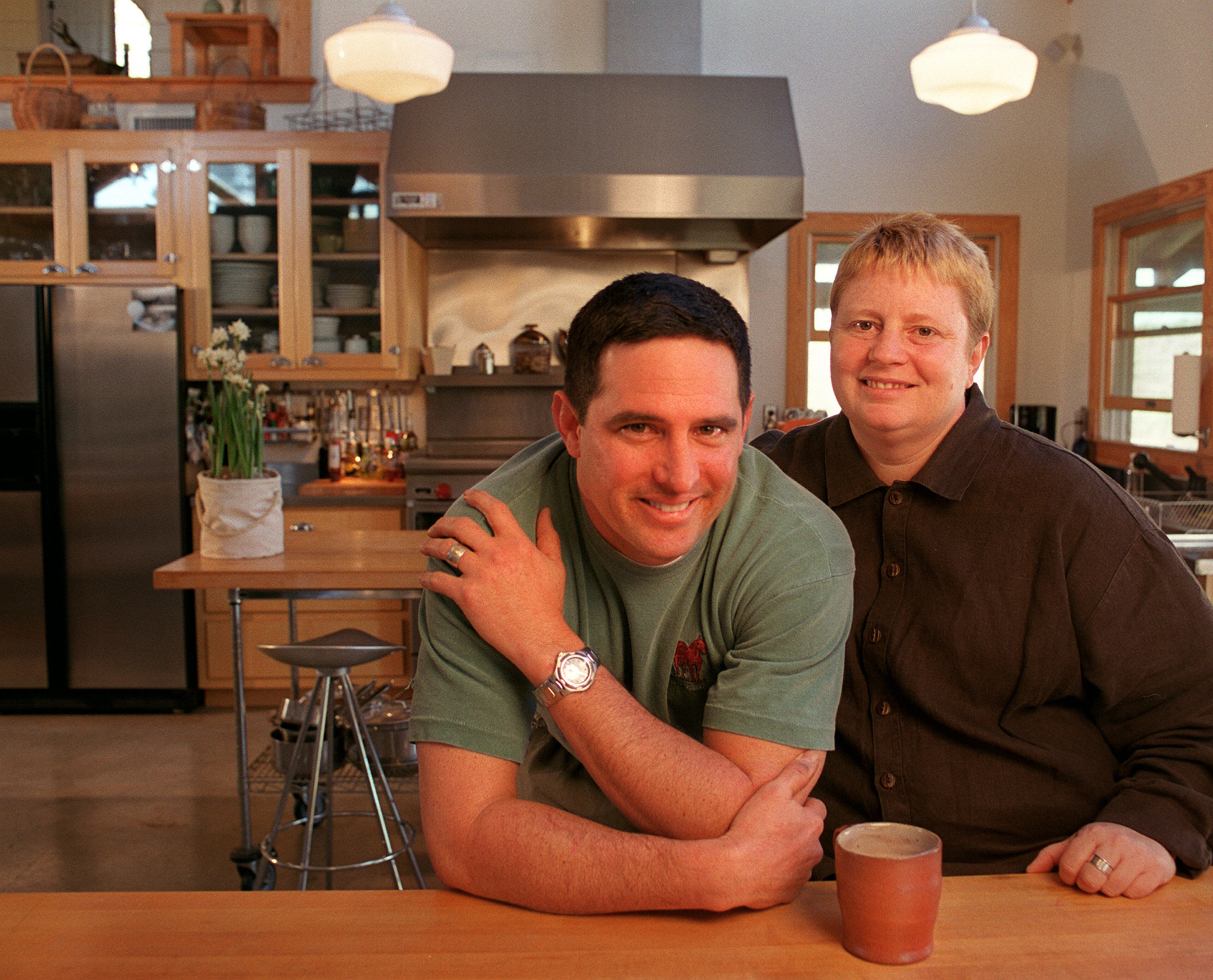 Anne Quatrano and Clifford Harrison in the kitchen of their North Georgia farm house in 2000.