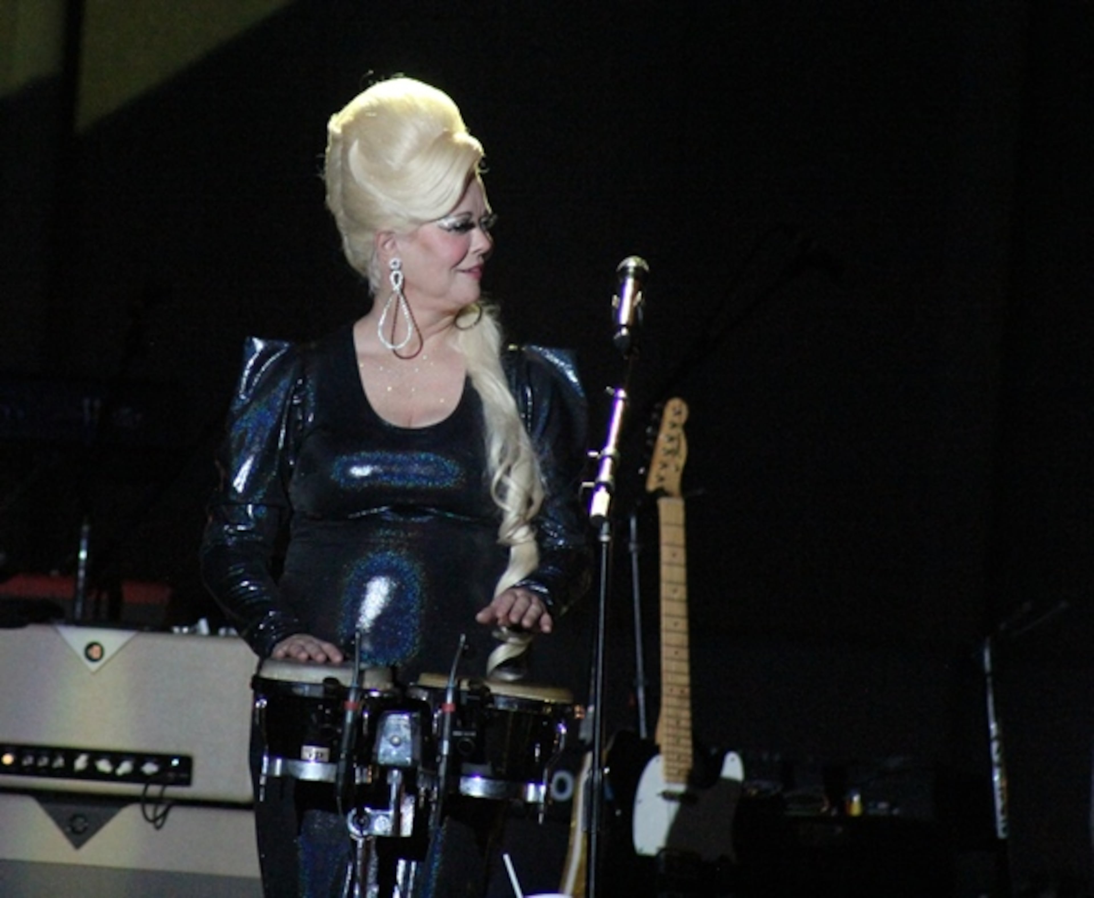 The B-52s (Cindy Wilson shown) joined Culture Club and Tom Bailey of The Thompson Twins for a rainy, sold-out show at State Bank Amphitheatre at Chastain Park on July 22, 2018. Photo: Melissa Ruggieri/AJC