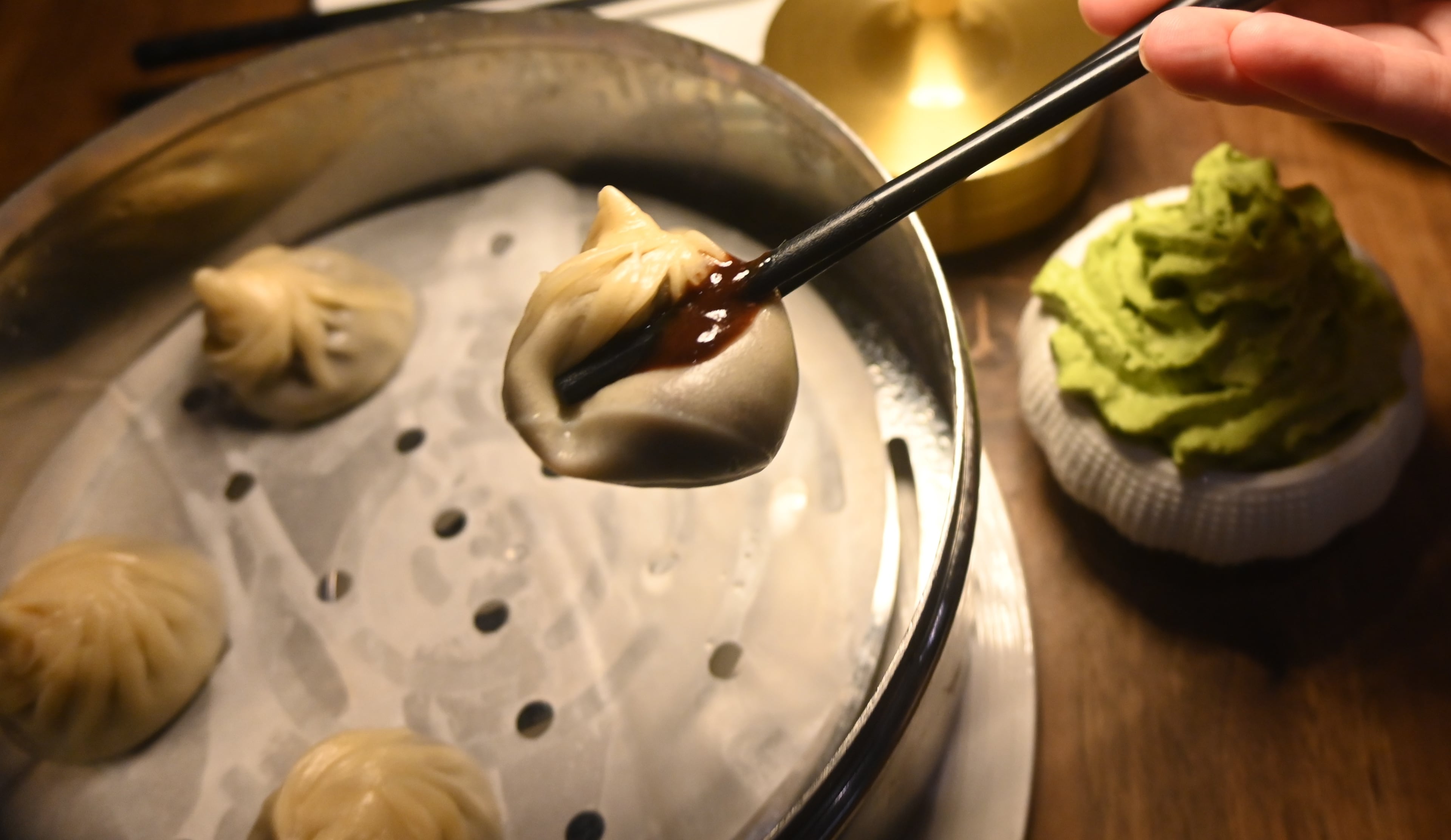 Chocolate-filled xiao long bao. (Candy Hom for the AJC)