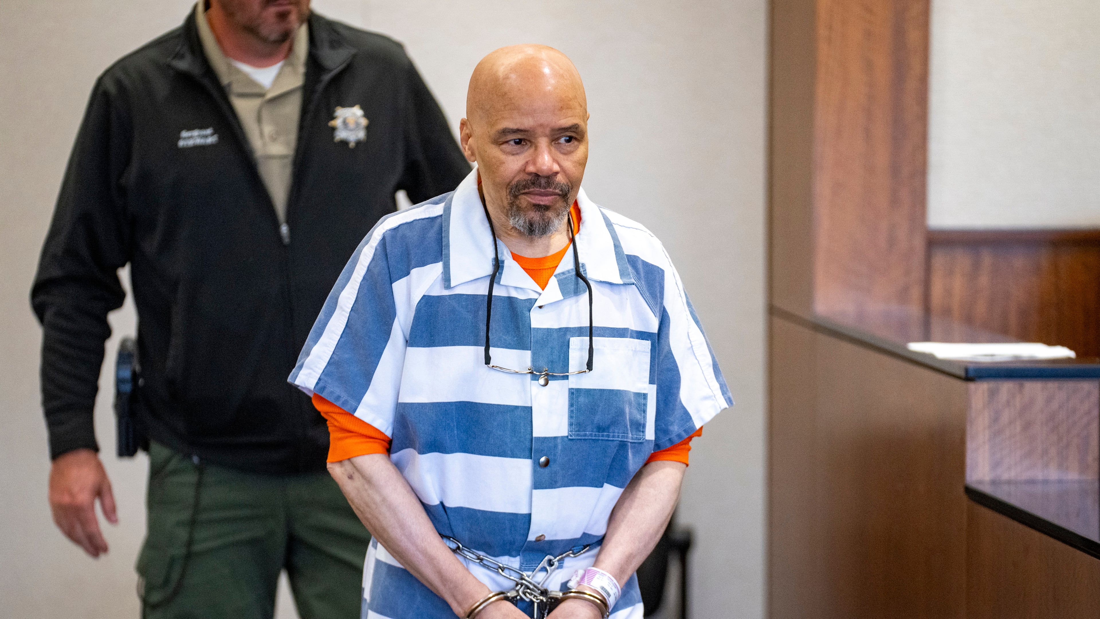 Former death row inmate Douglas Stewart Carter appears in 4th District Court in Provo, Utah, for a bond hearing on Monday, Sept. 28, 2026. (Rick Egan/The Salt Lake Tribune via AP, Pool)