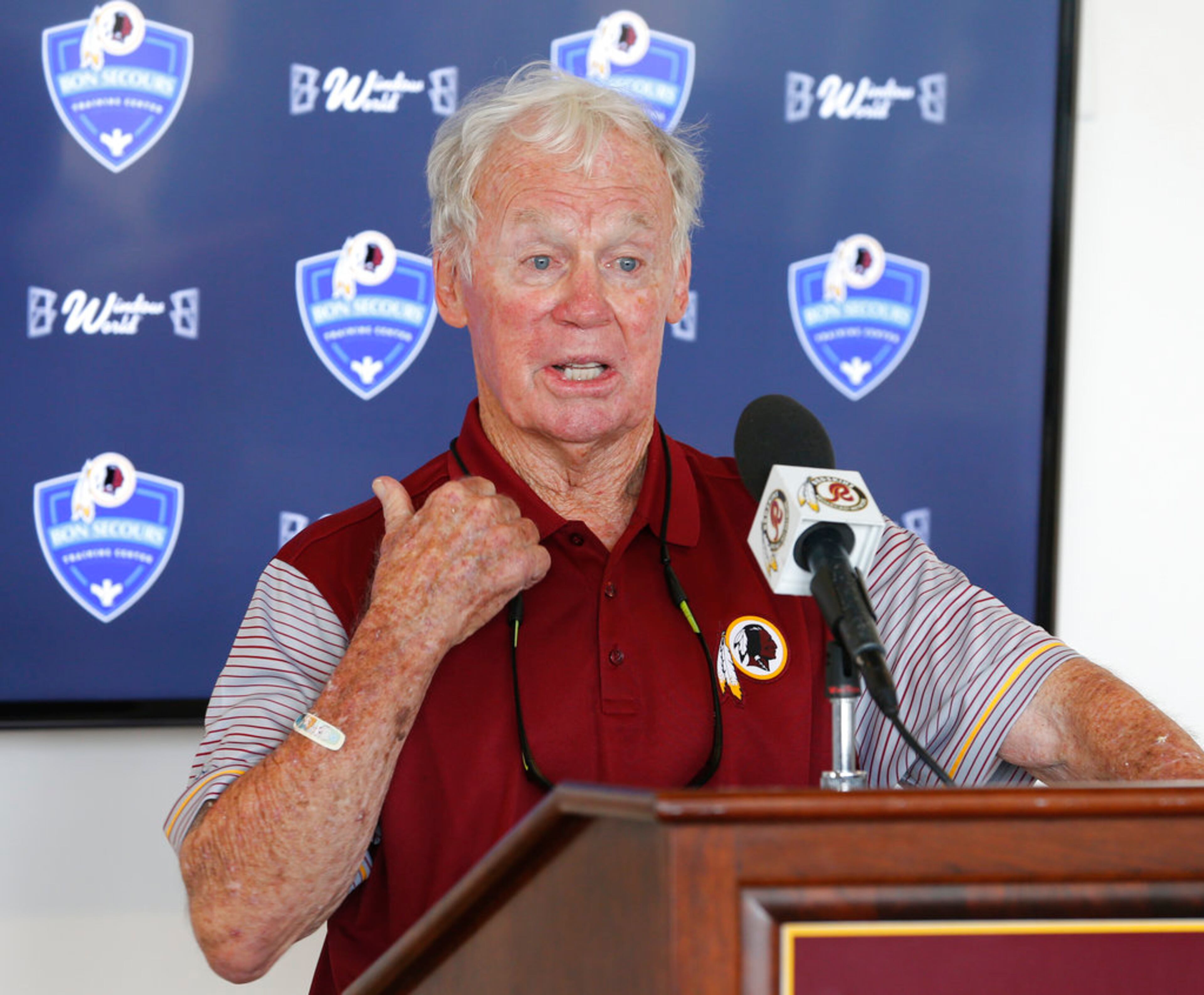 FILE - In this July 30, 2016, file photo, former Washington Redskins general manager Bobby Beathard gestures during a press conference at the Redskins NFL football training camp in Richmond, Va. Beathard was elected to the Pro Football Hall of Fame on Saturday, Feb. 3, 2018. (AP Photo/Steve Helber, File)