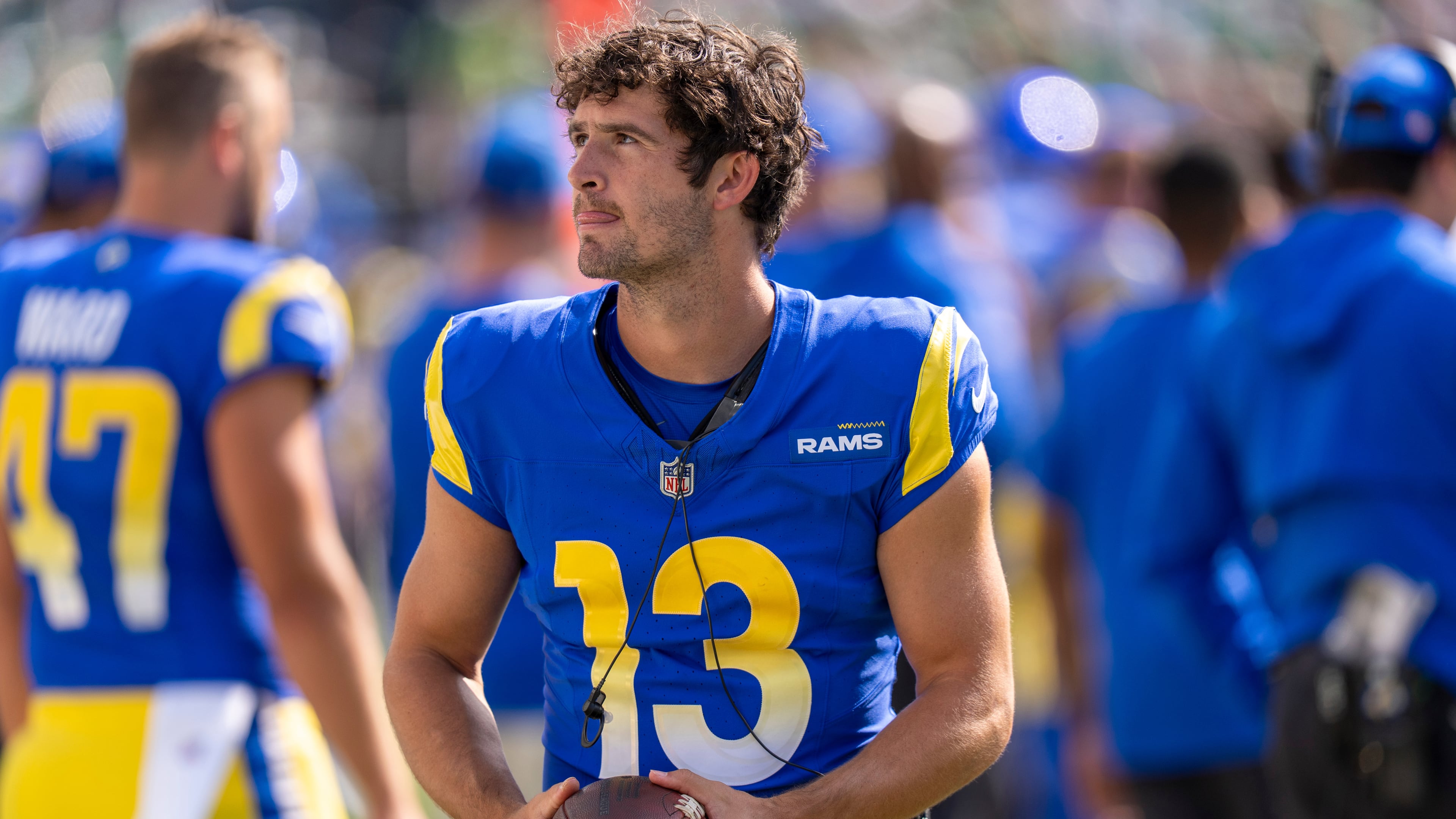 Rams quarterback Stetson Bennett is impressing coach Sean McVay in preseason camp, leading some to think the team might carry three quarterbacks on its roster this season. (AP file photo)