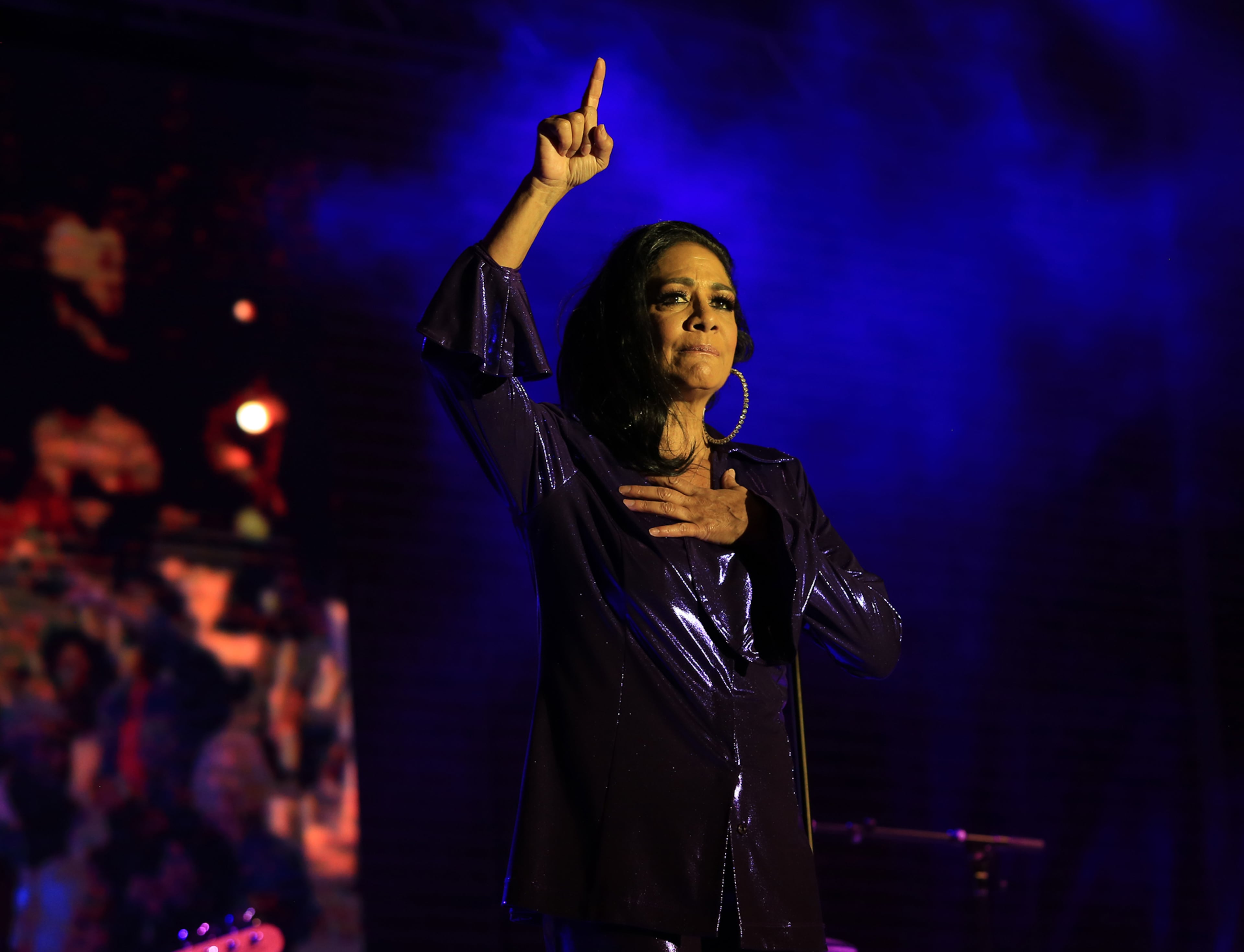 Sheila E. makes a tribute to Prince during her performance at the Stockbridge Amphitheater on Saturday, May 7, 2022. (Photo: Akili-Casundria Ramsess for The Atlanta Journal-Constitution)