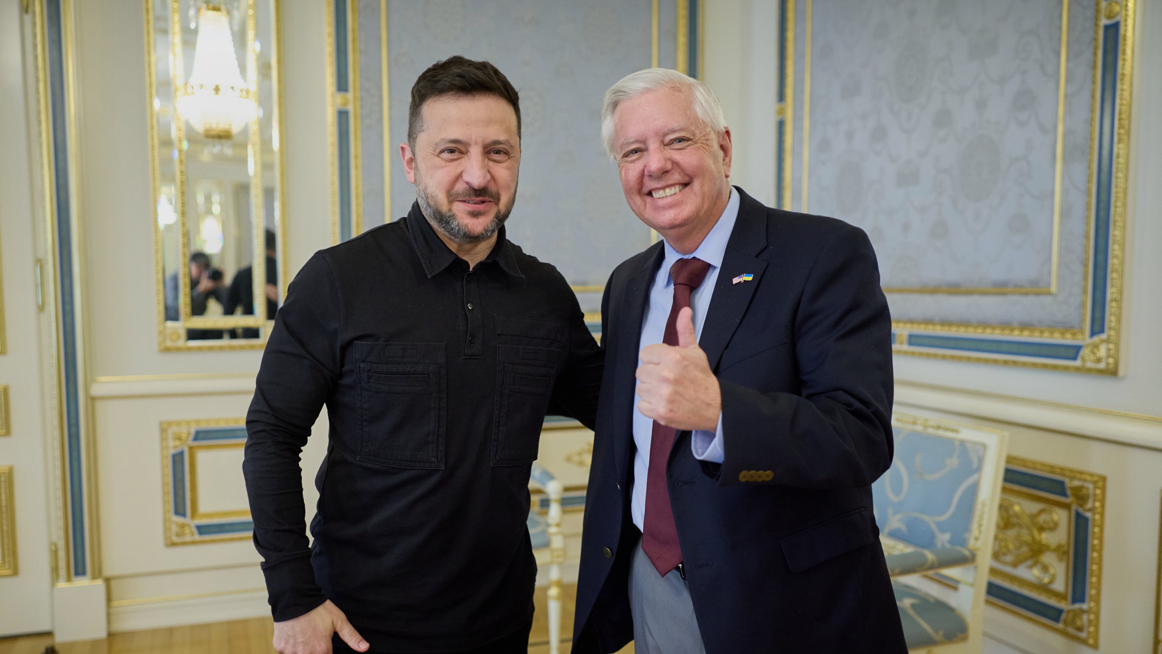 Ukrainian President Volodymyr Zelenskyy (left) and U.S. Sen. Lindsey Graham, R-S.C. meet in Kyiv, Ukraine, Friday, July 10, 2026. (Ukrainian Presidential Press Office via AP)